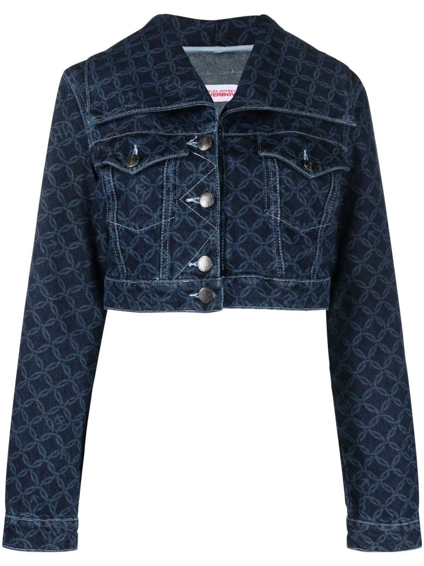 cropped monogram-print denim jacket