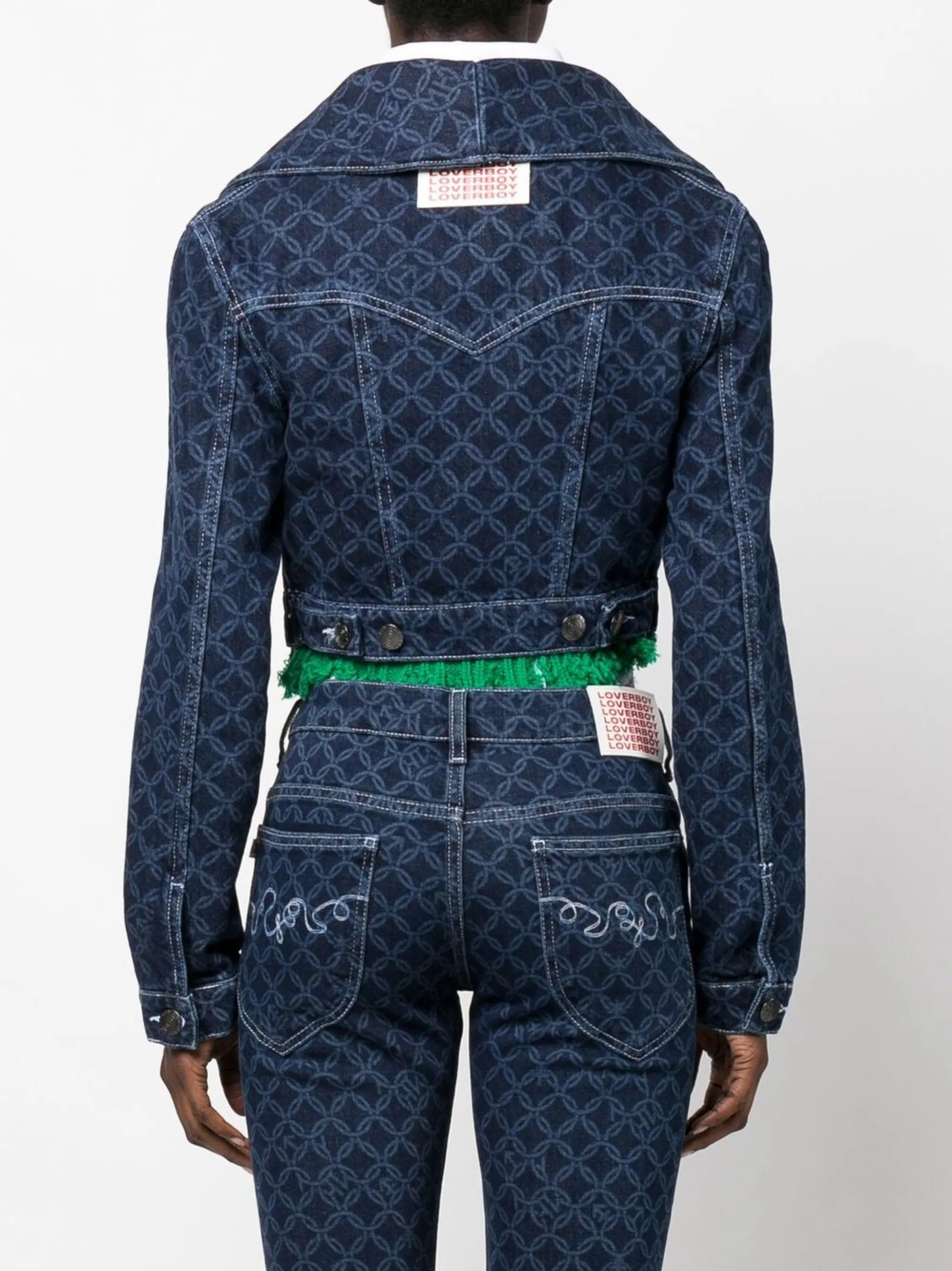 cropped monogram-print denim jacket