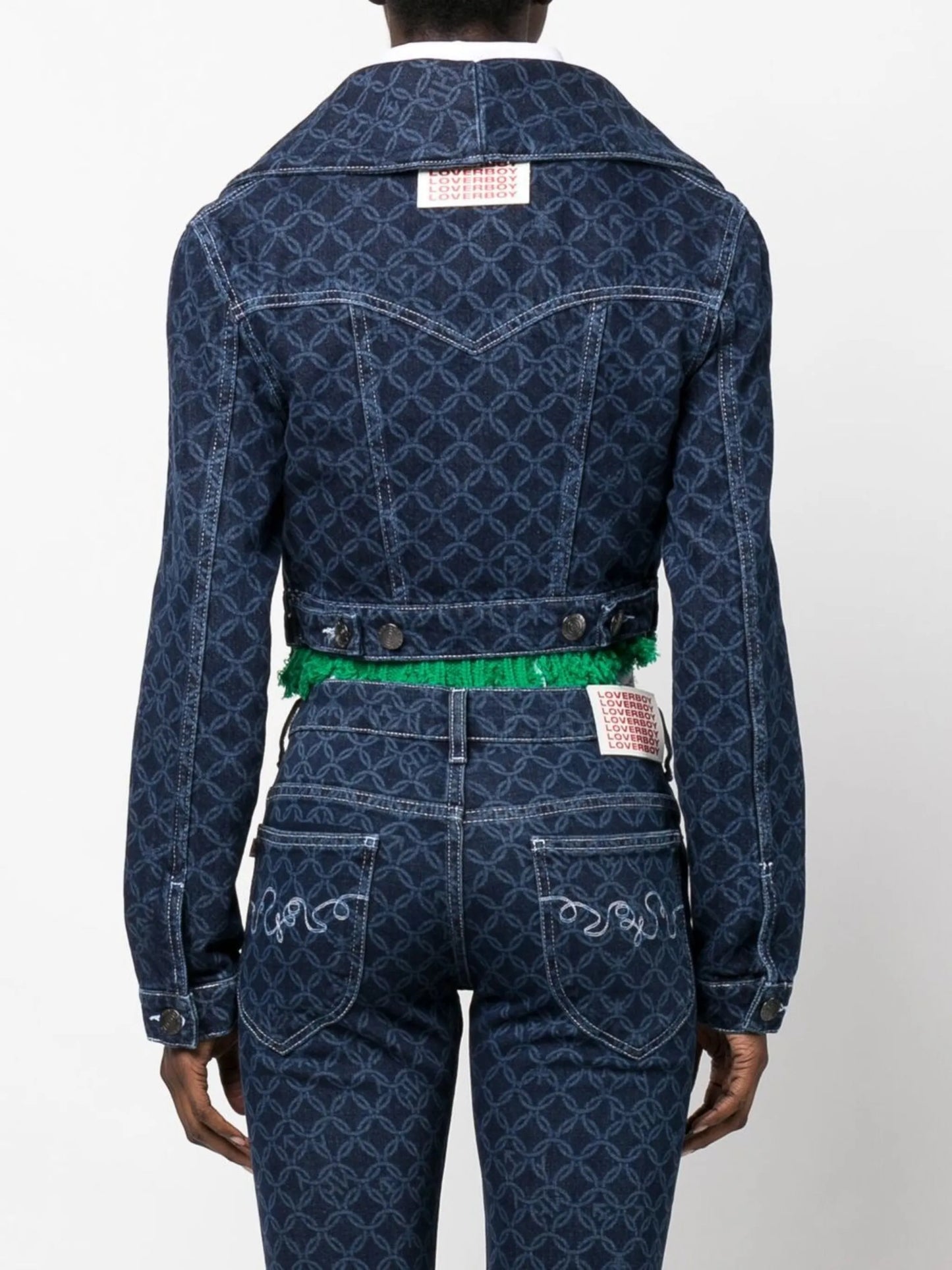 cropped monogram-print denim jacket