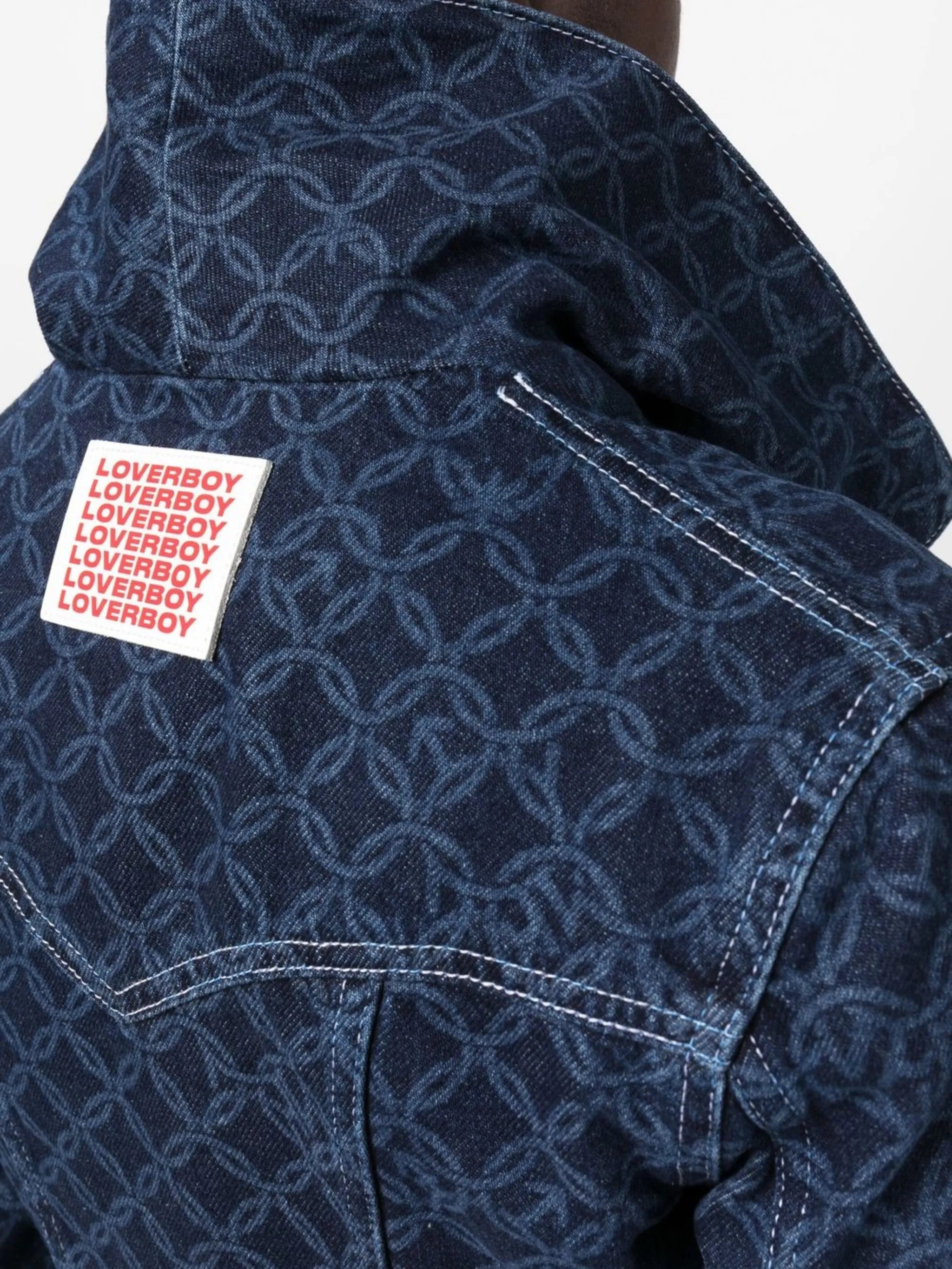 cropped monogram-print denim jacket