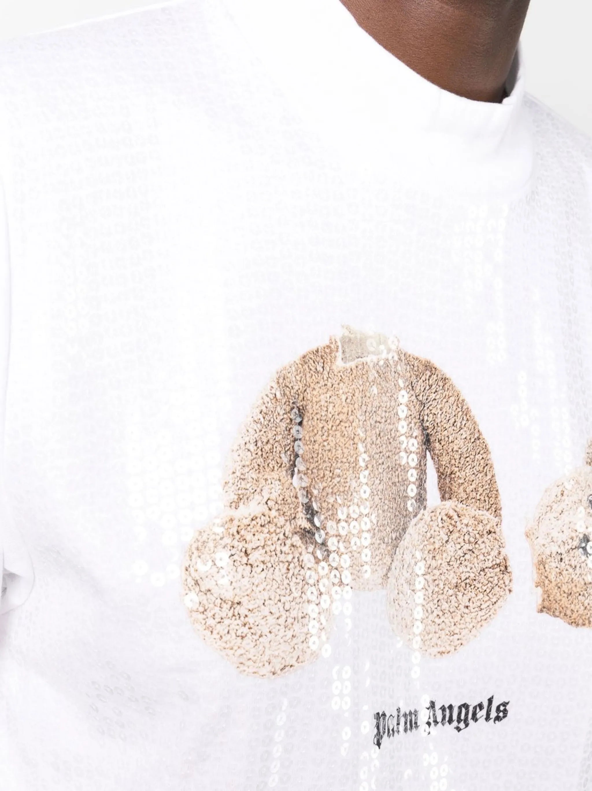 Teddy Bear-print sequin-embellished T-shirt