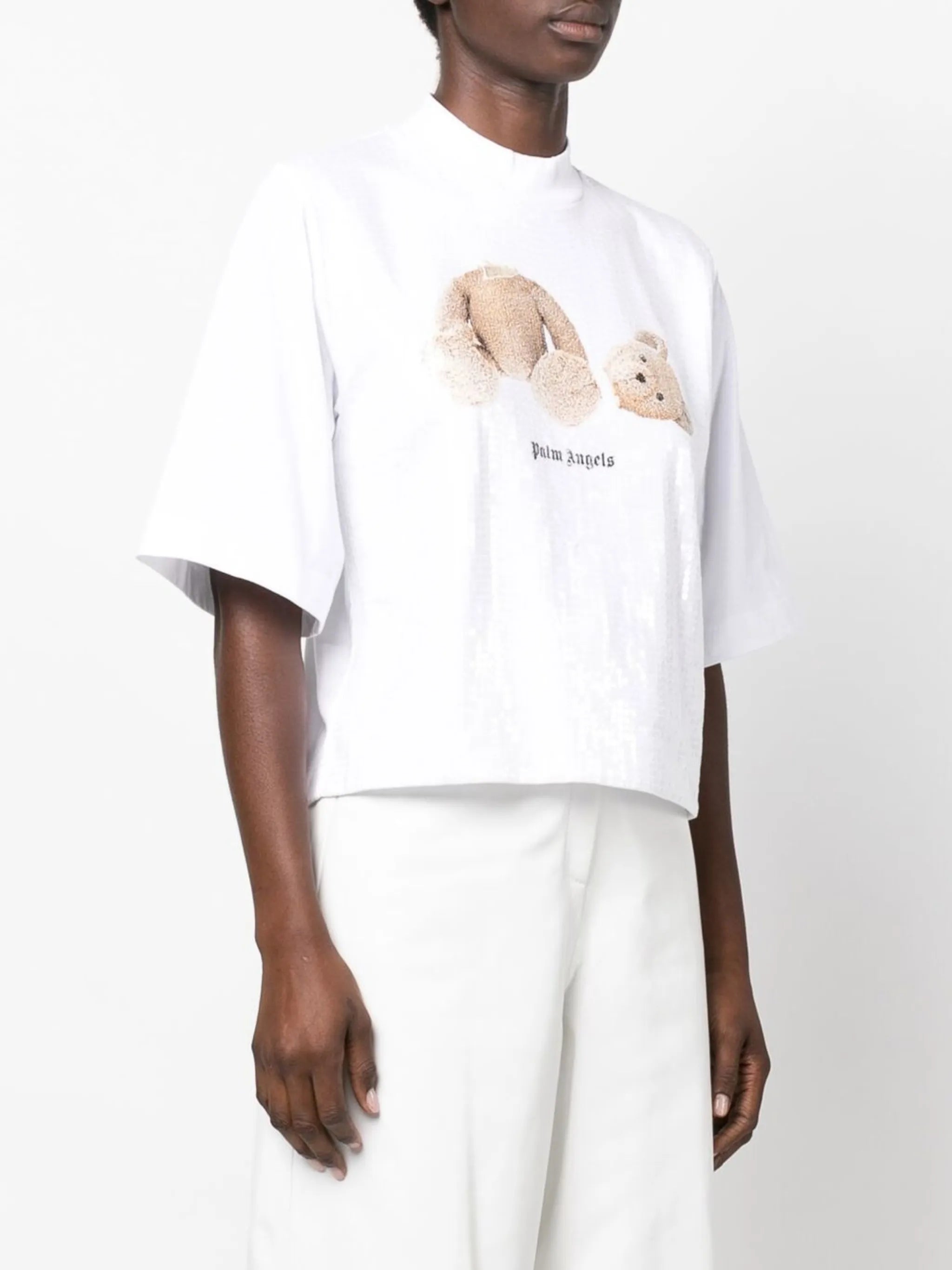Teddy Bear-print sequin-embellished T-shirt