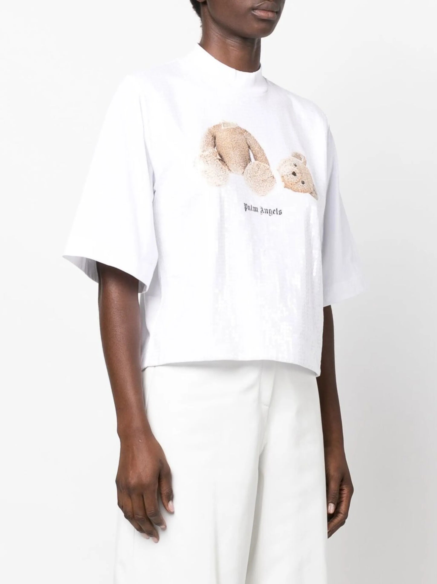 Teddy Bear-print sequin-embellished T-shirt