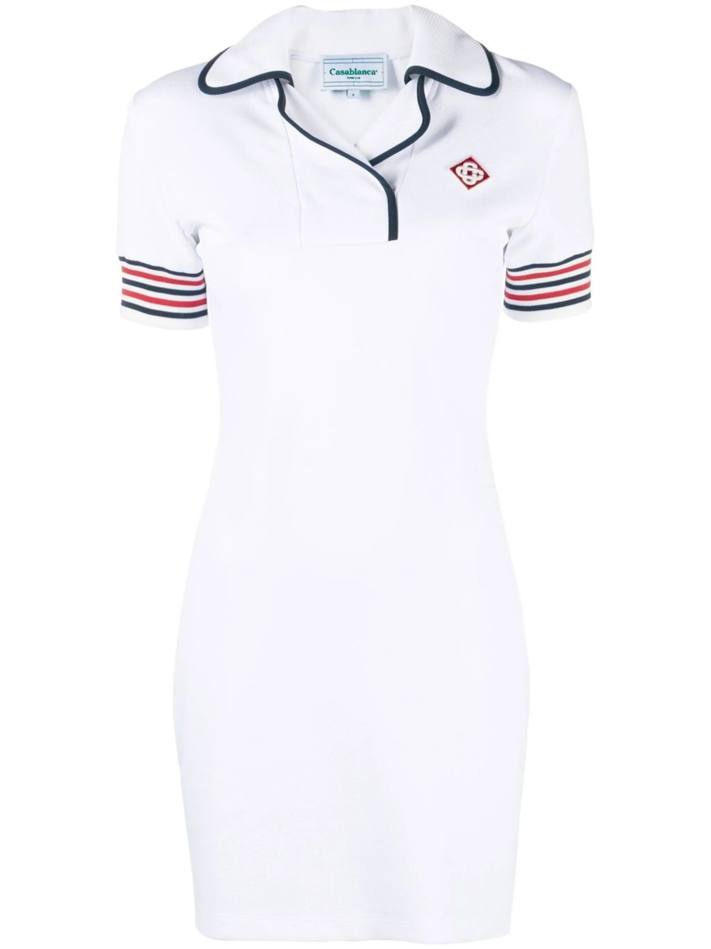 logo-patch round-collar polo dress