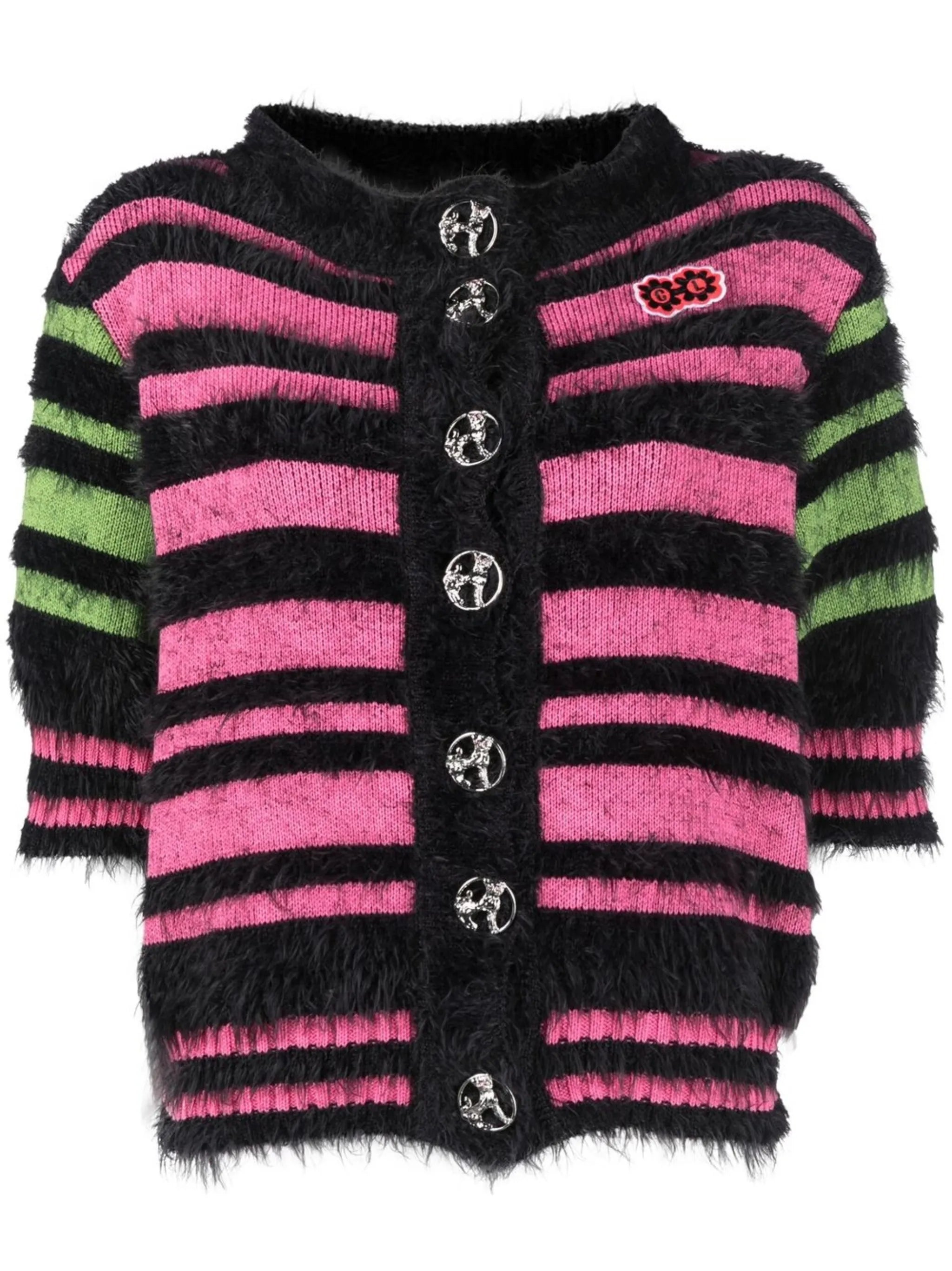 Triga logo-patch striped cardigan