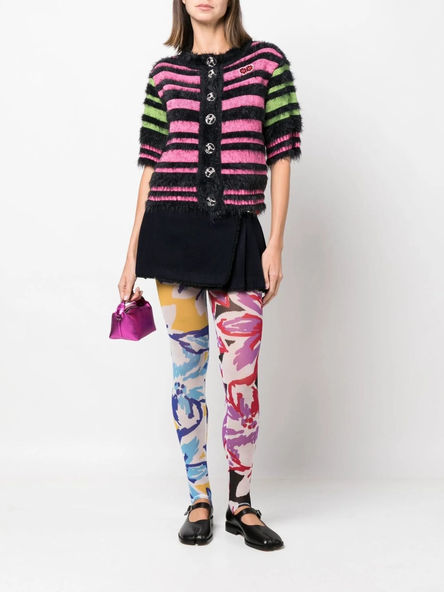 Triga logo-patch striped cardigan