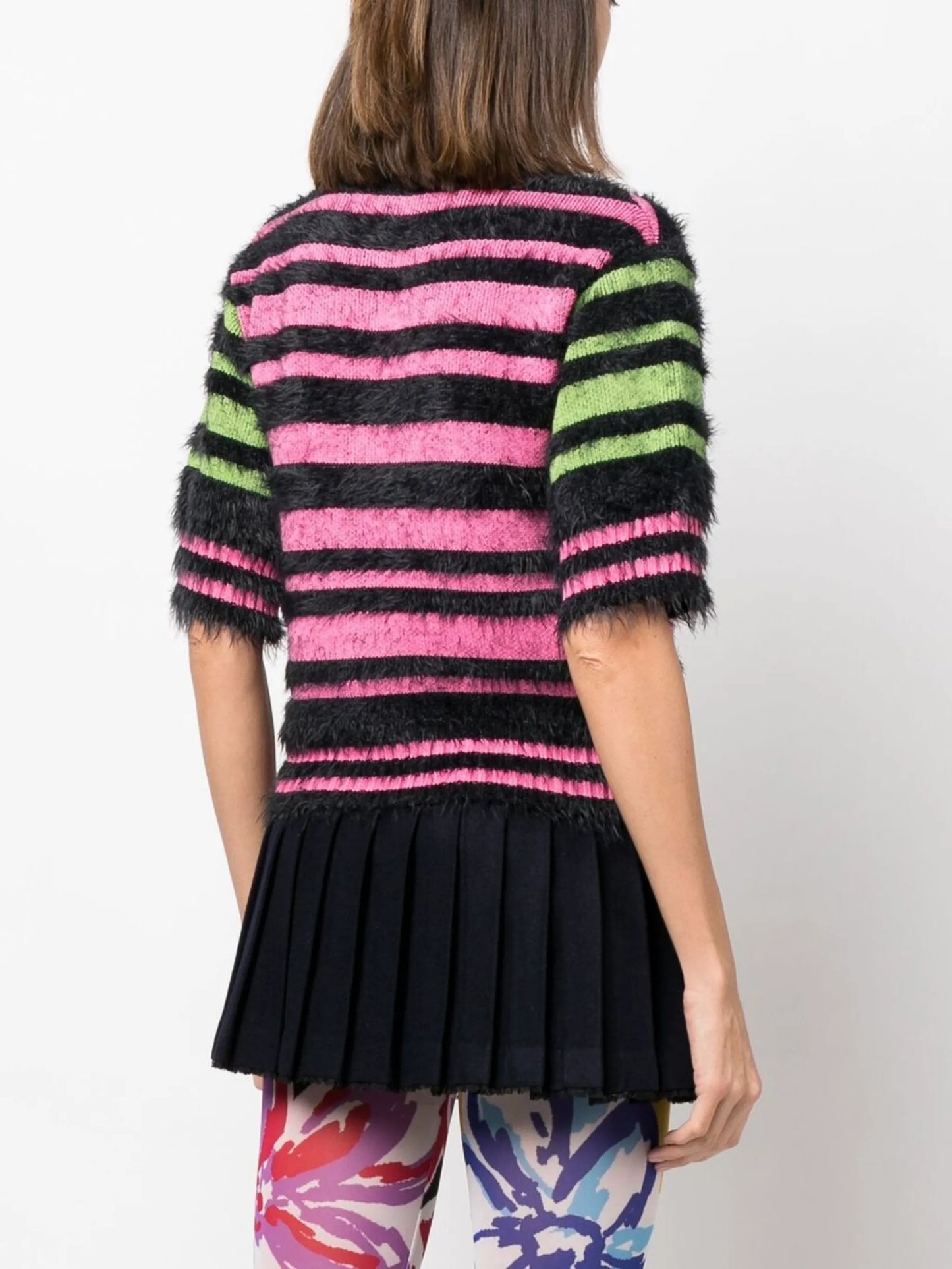 Triga logo-patch striped cardigan