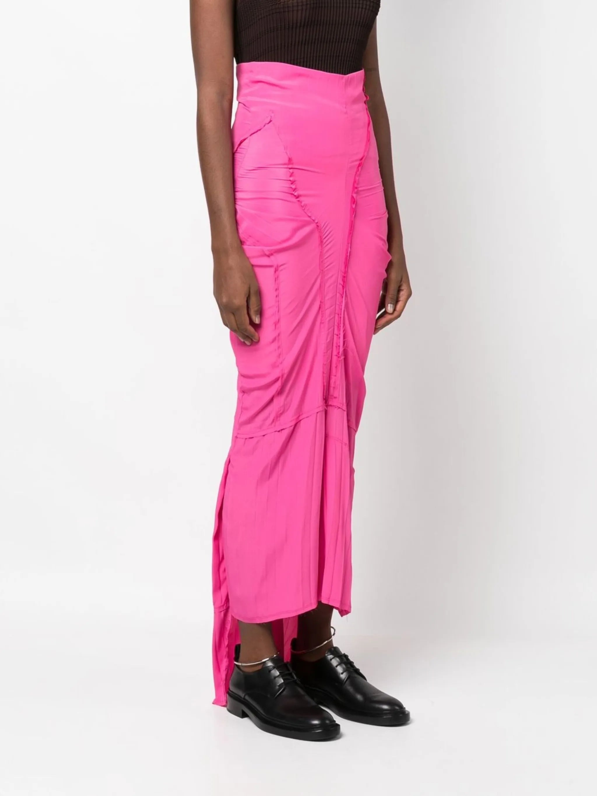 Patched high-waist pencil skirt