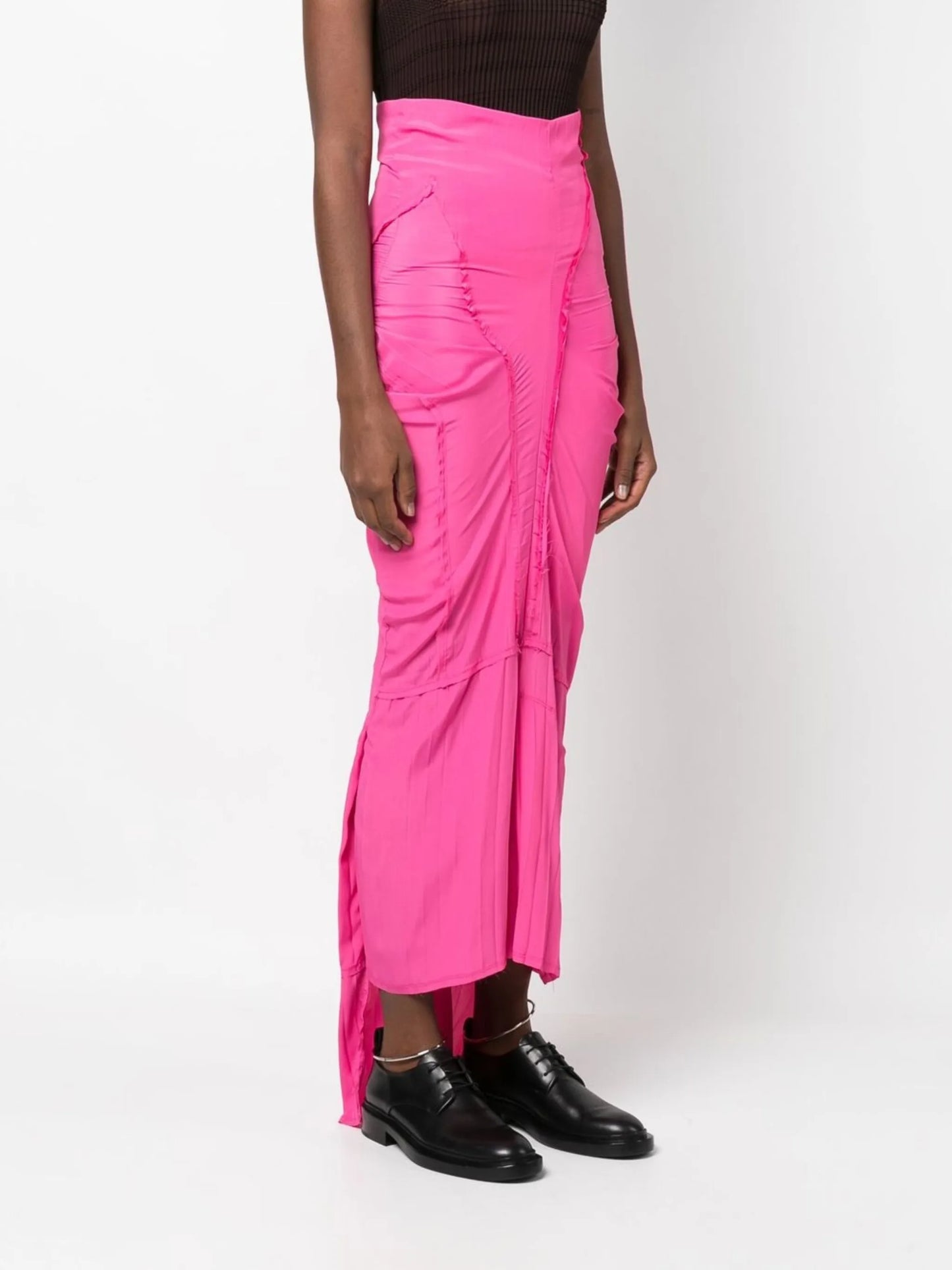 Patched high-waist pencil skirt