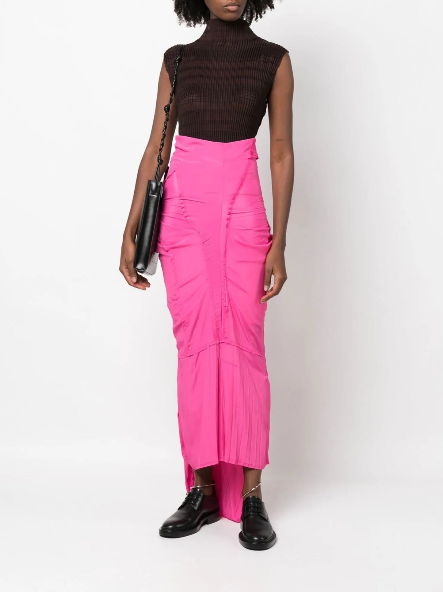 Patched high-waist pencil skirt