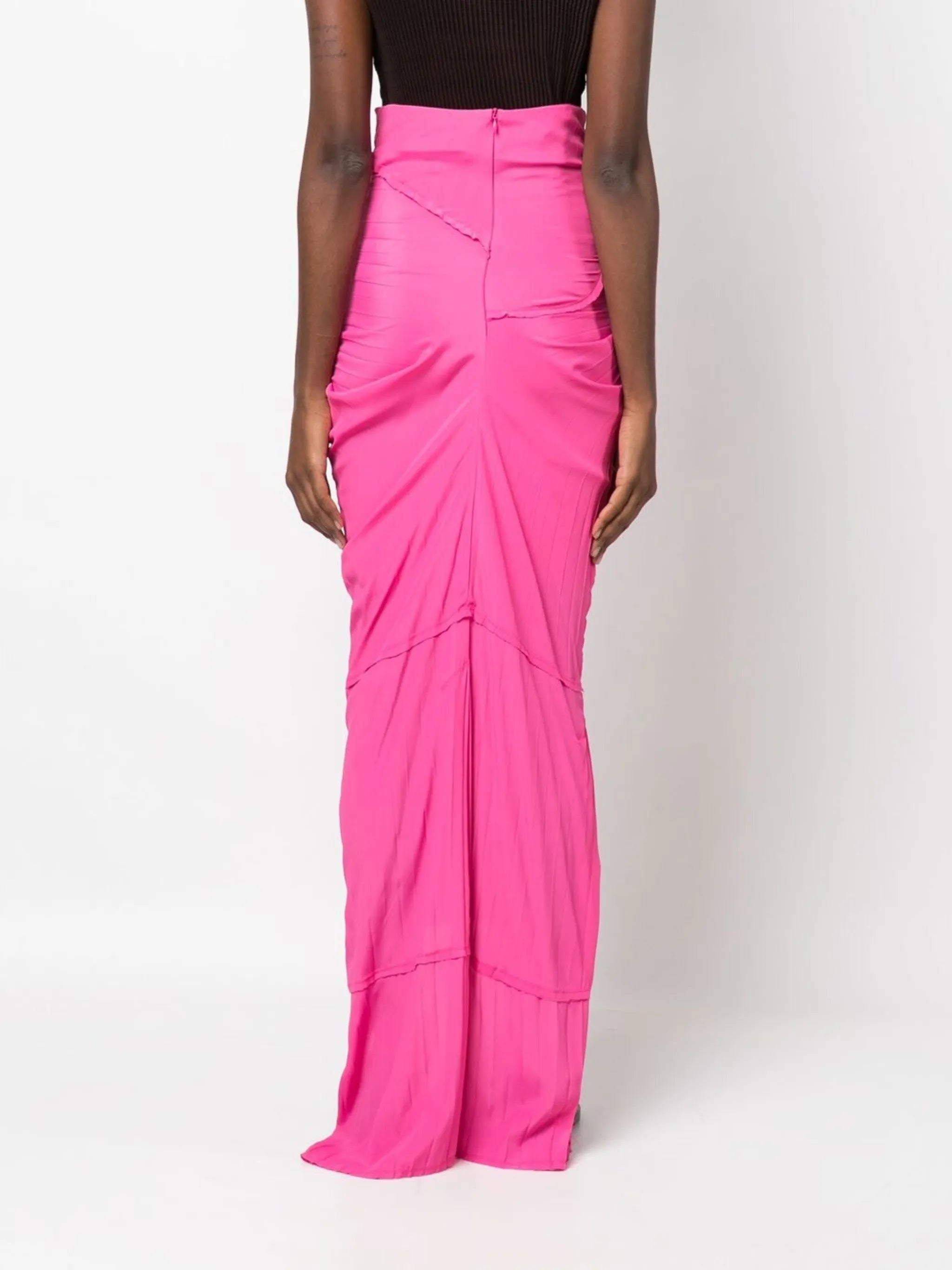 Patched high-waist pencil skirt