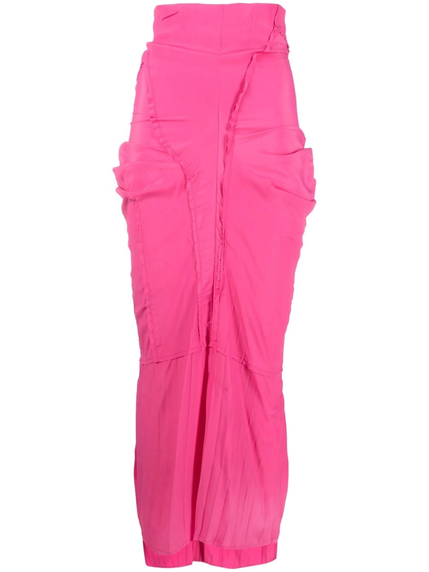 Patched high-waist pencil skirt