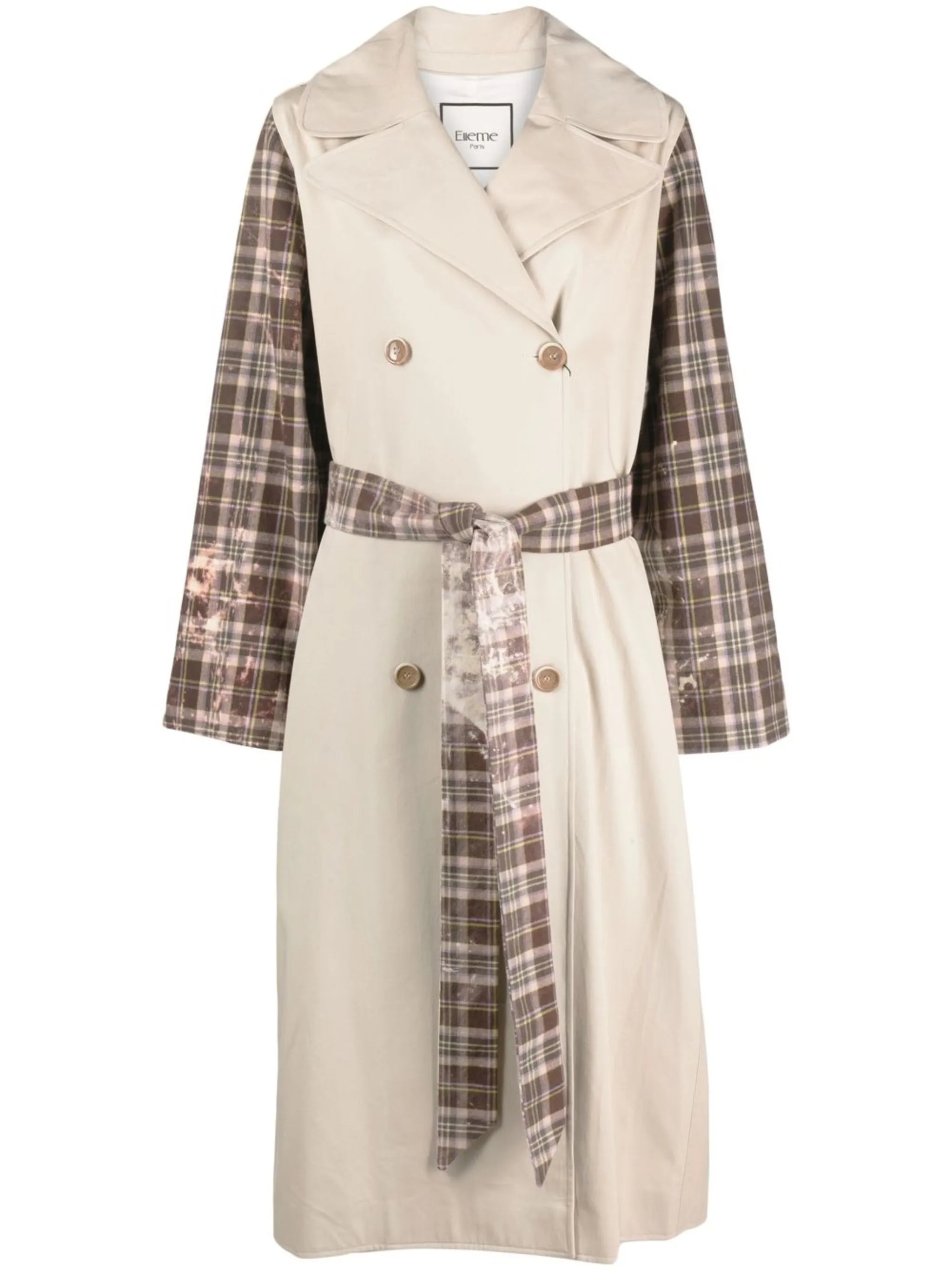 multi-panel double-breasted coat