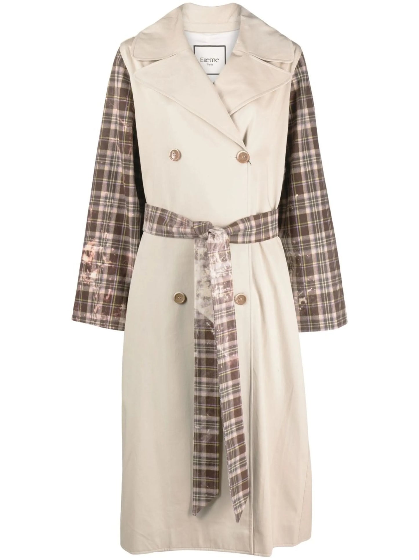 multi-panel double-breasted coat