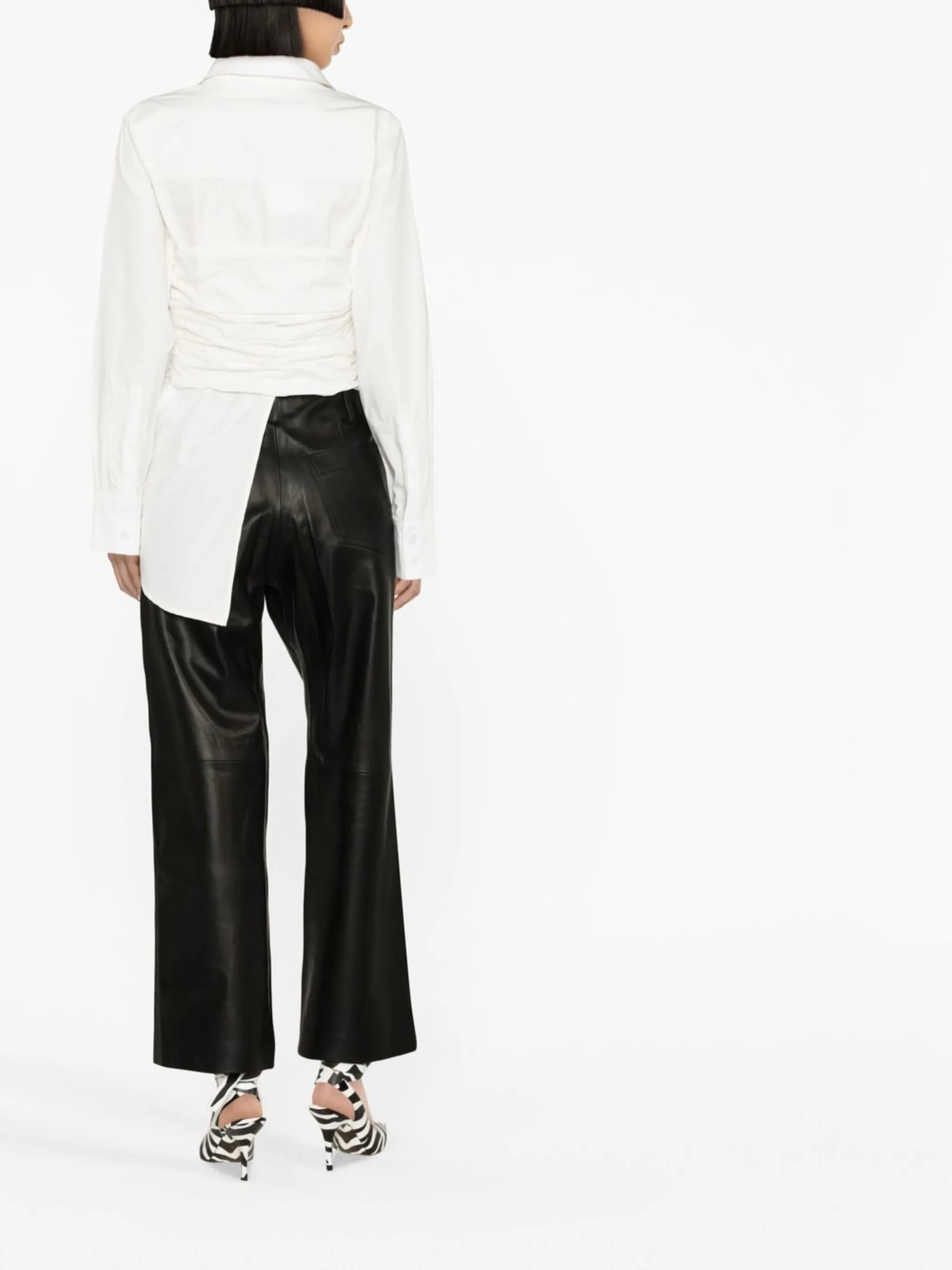 gathered-detail long-sleeve shirt