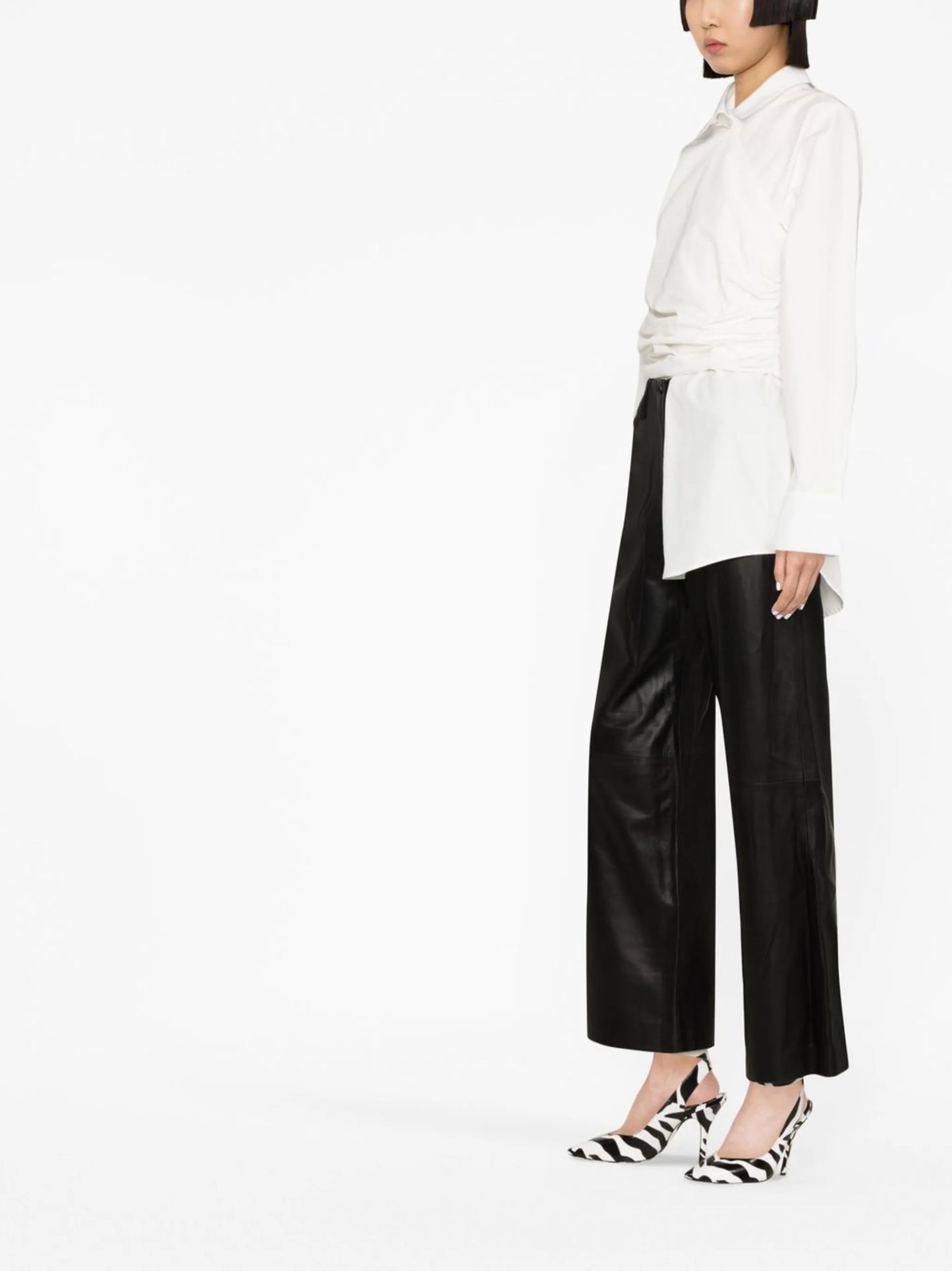 gathered-detail long-sleeve shirt