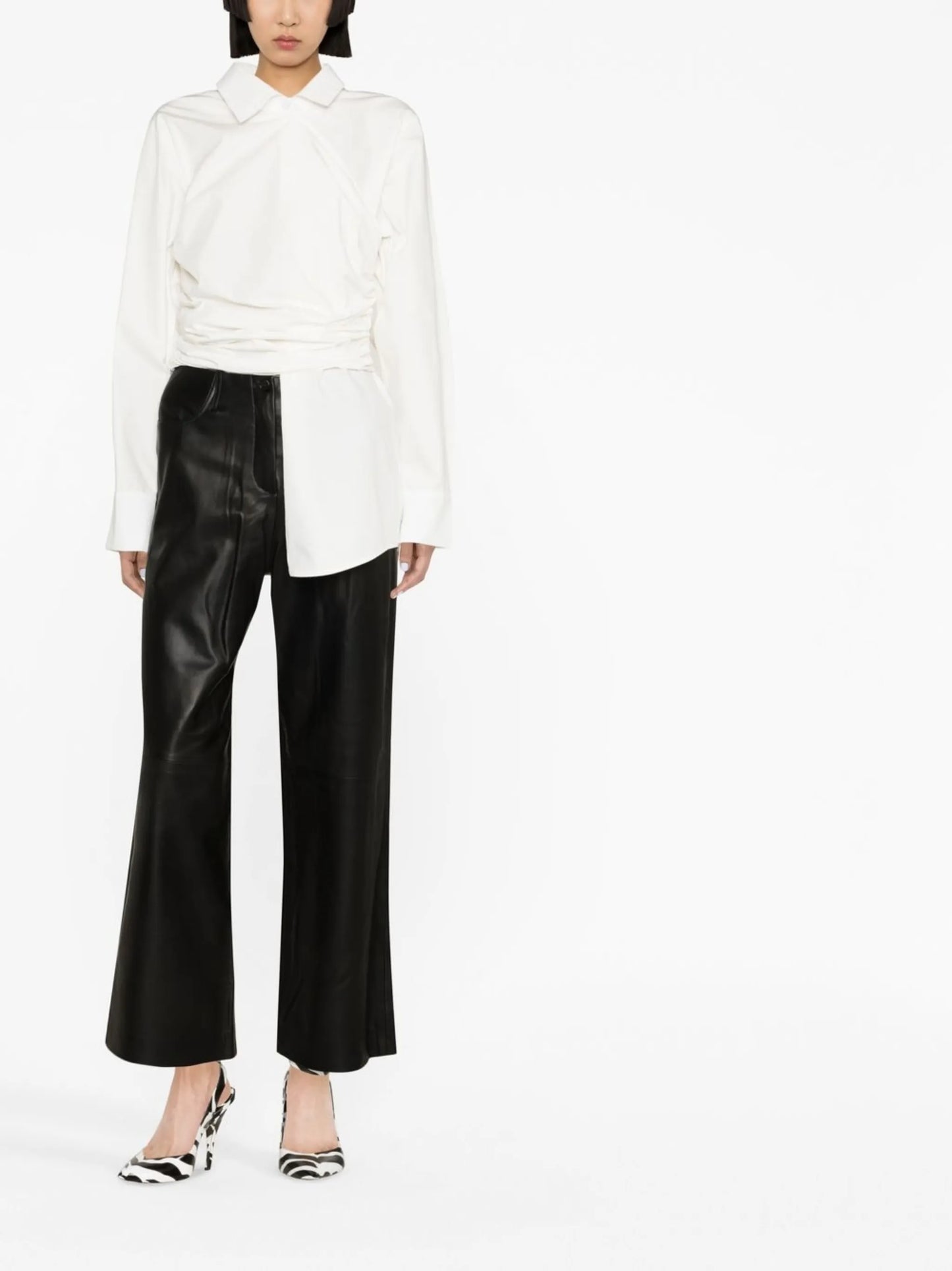 gathered-detail long-sleeve shirt