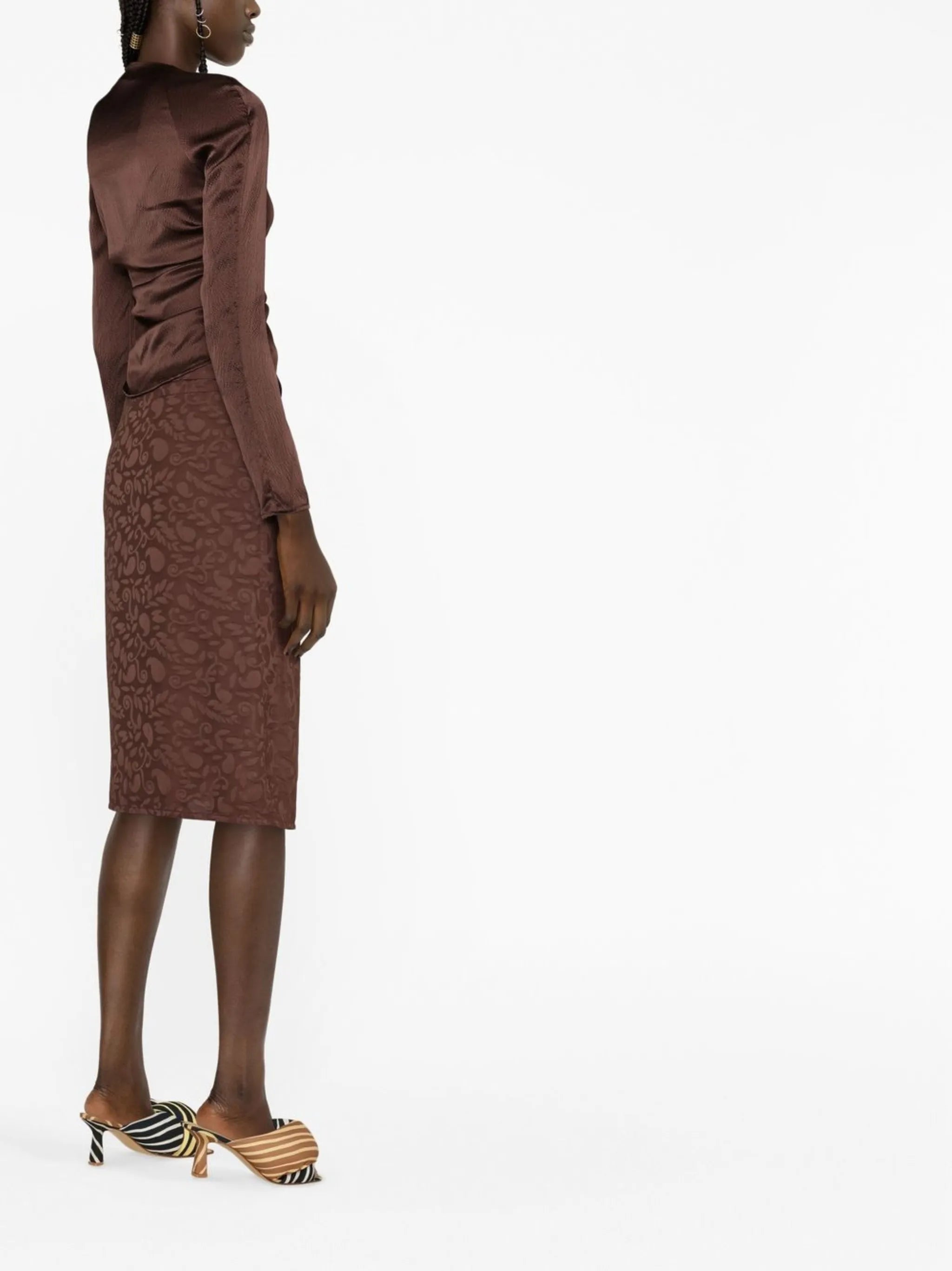 scoop-neck long-sleeve silk top