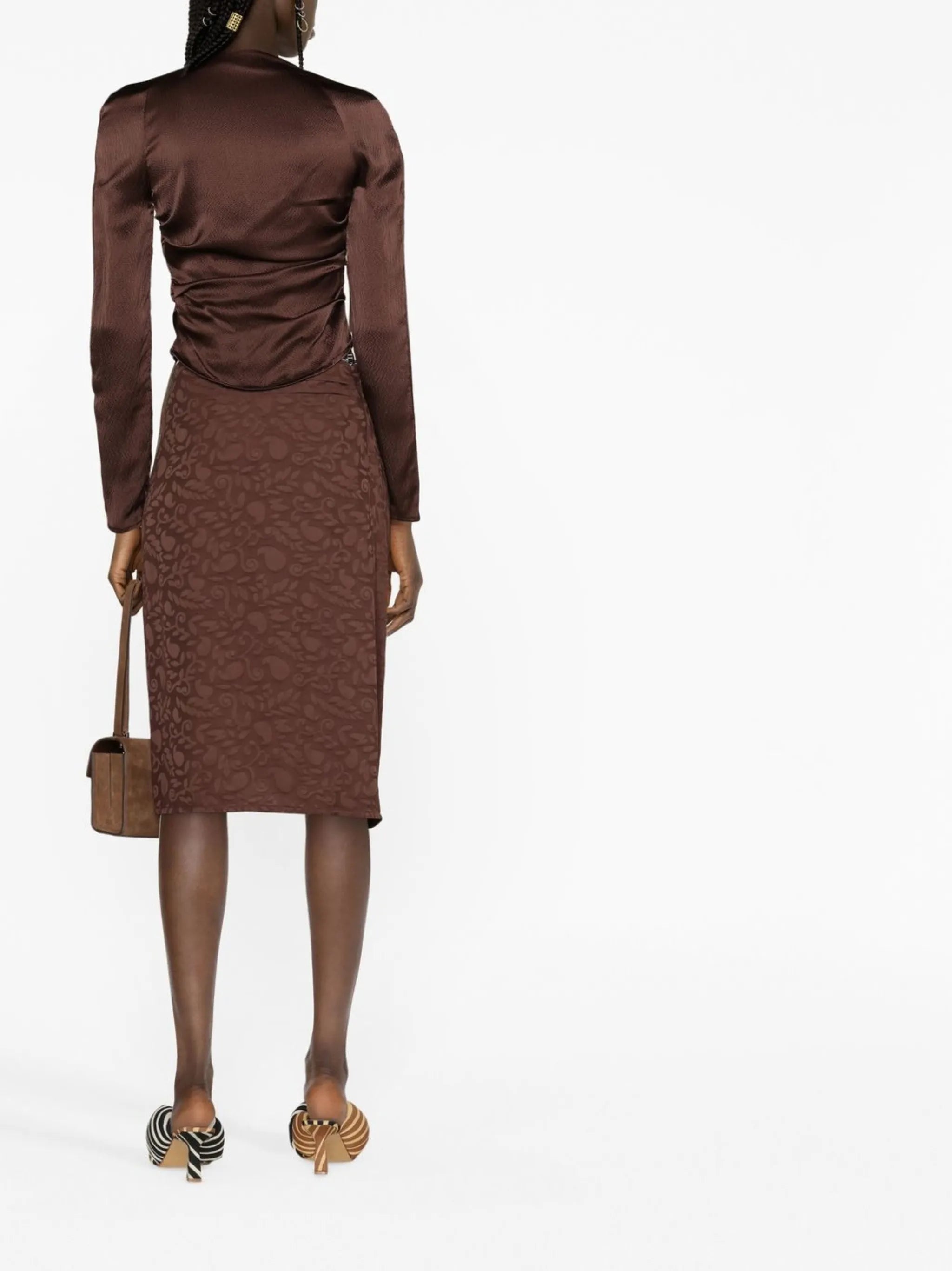 scoop-neck long-sleeve silk top