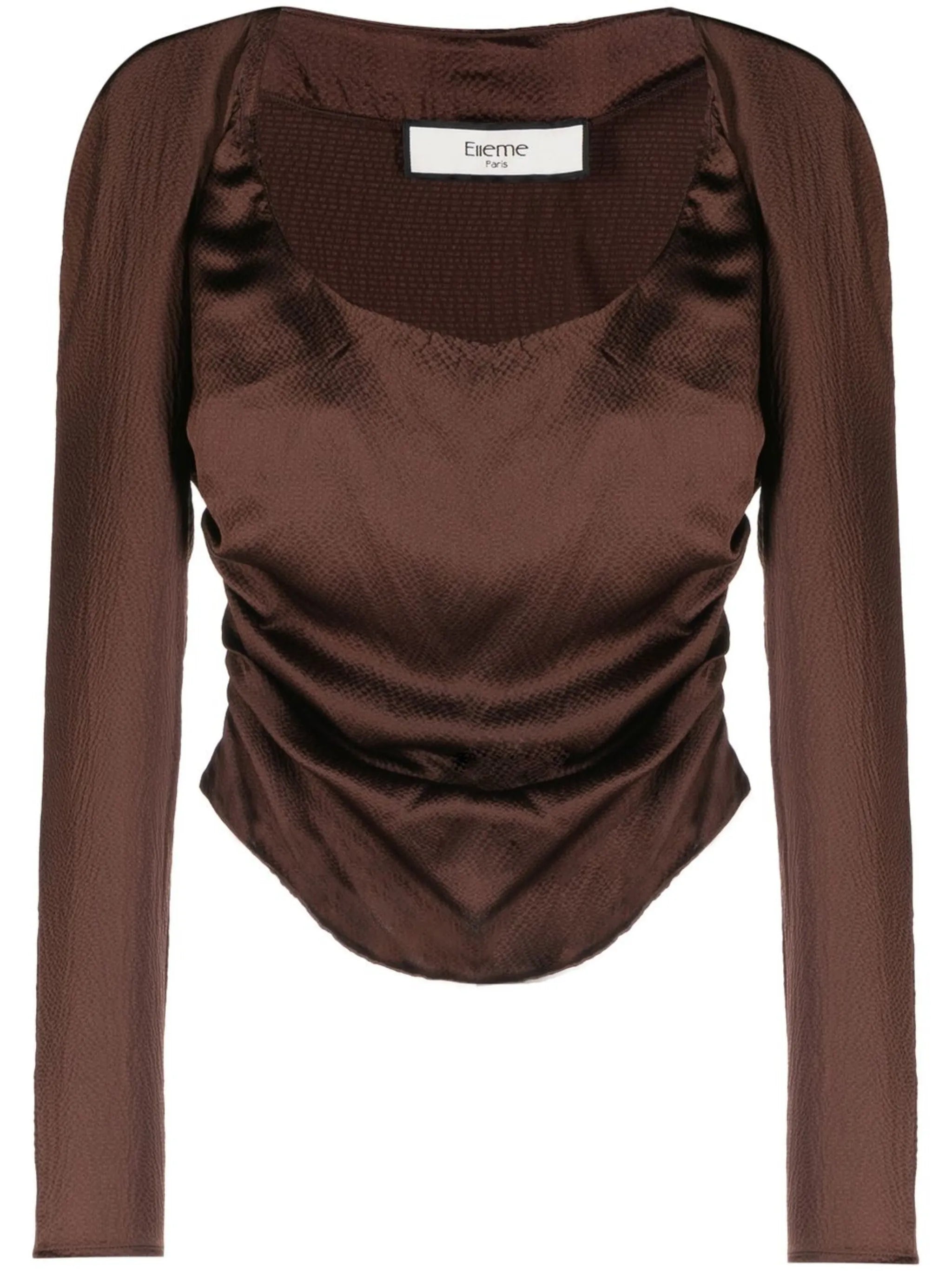 scoop-neck long-sleeve silk top