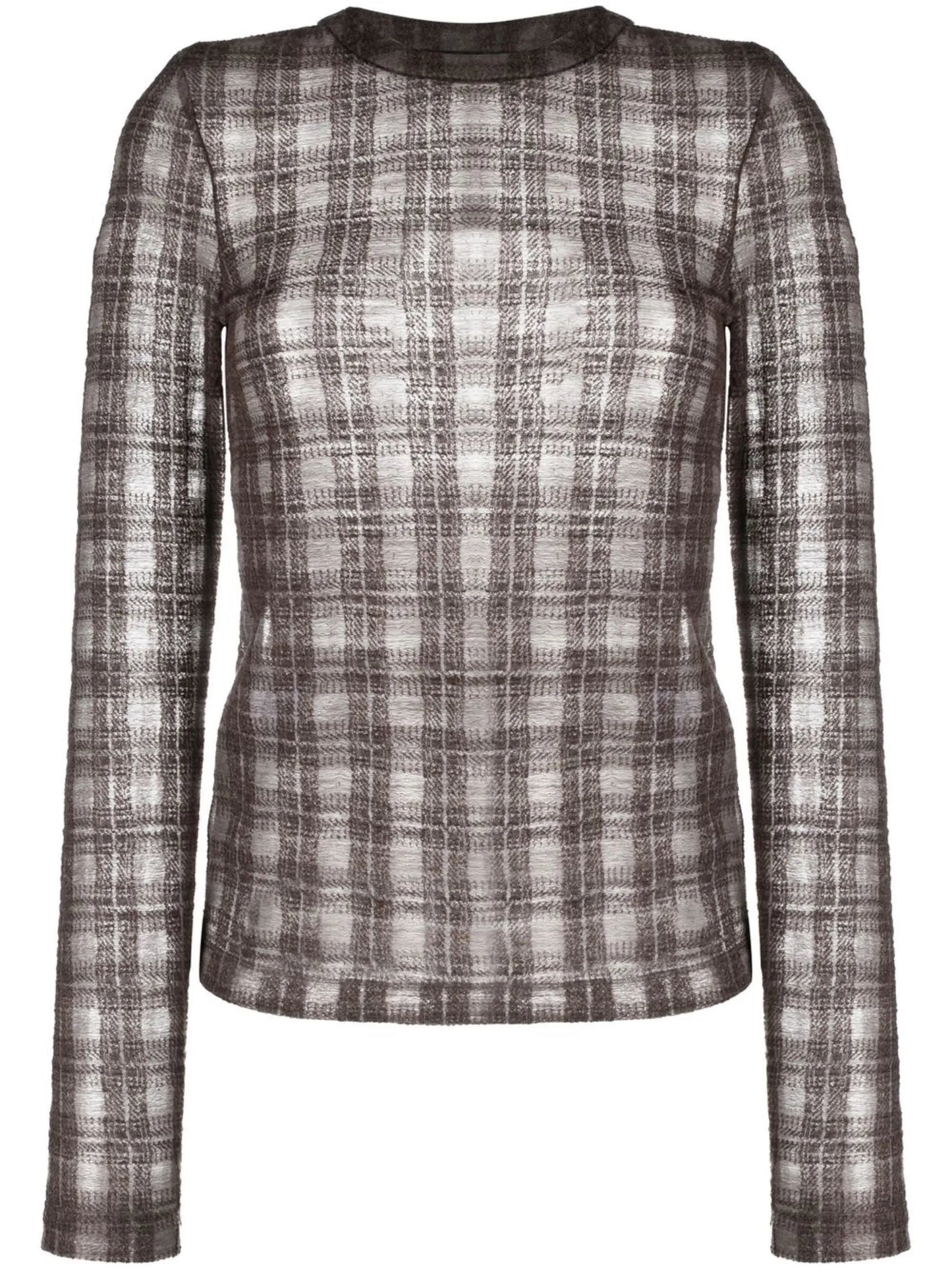 check-pattern fine-knit top