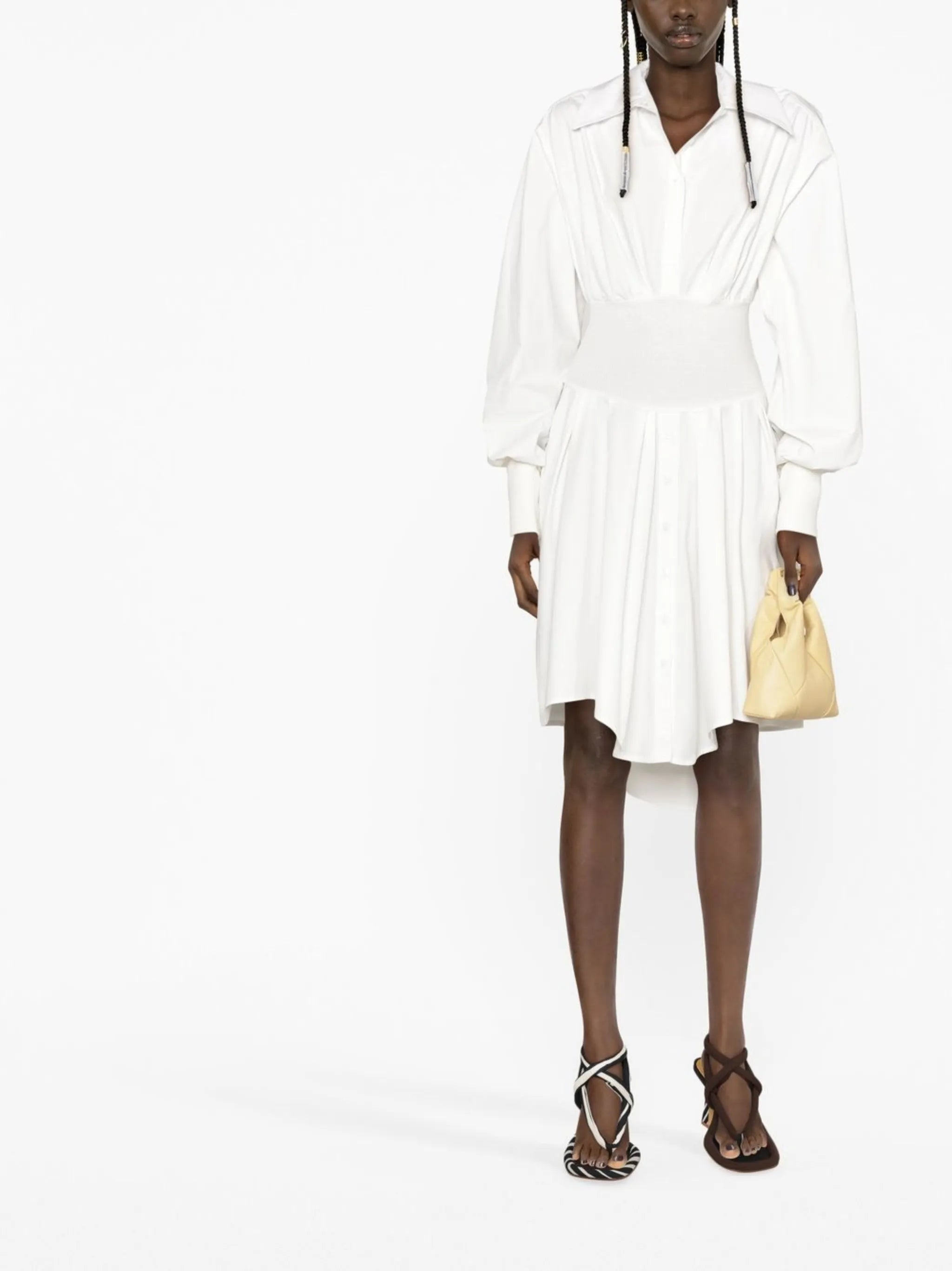 bishop sleeves draped midi skirt