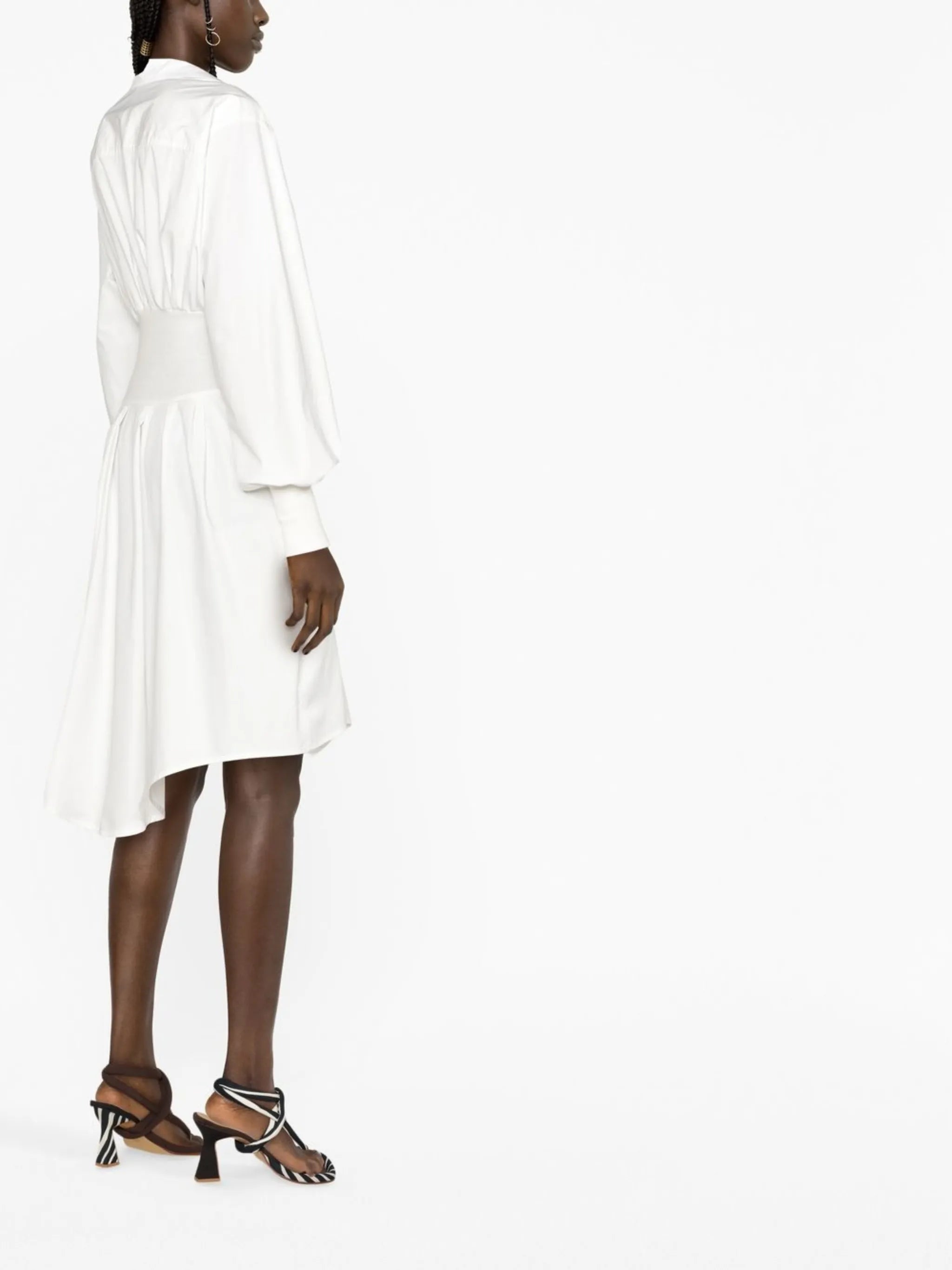 bishop sleeves draped midi skirt