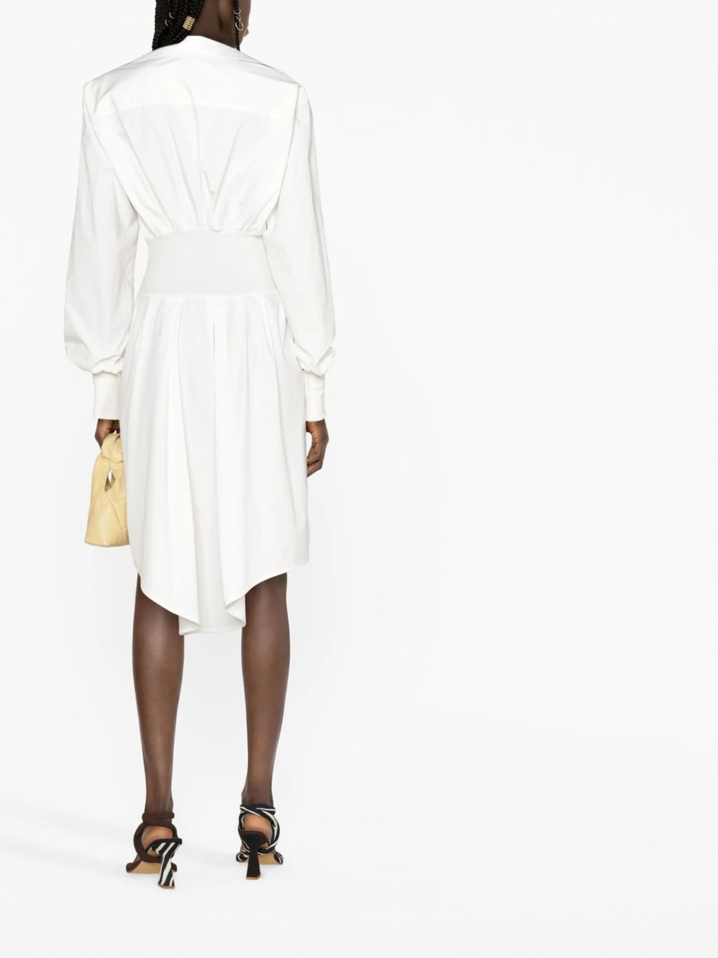 bishop sleeves draped midi skirt