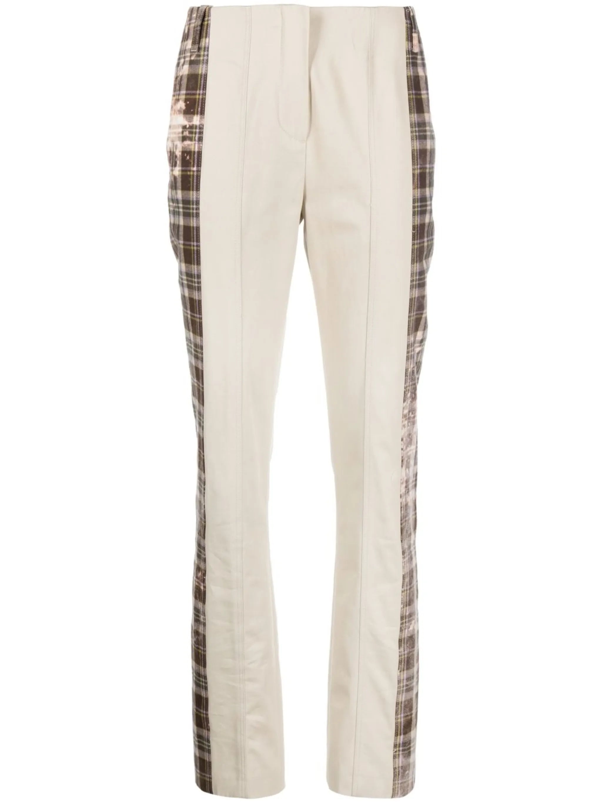checked straight-leg trousers