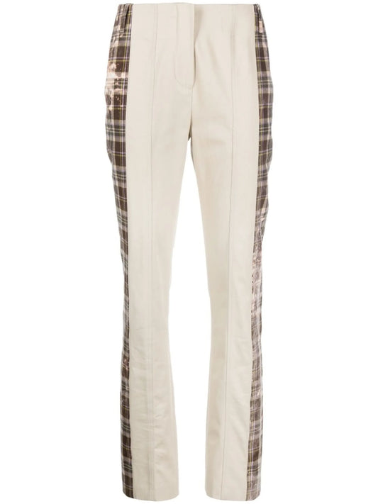 checked straight-leg trousers