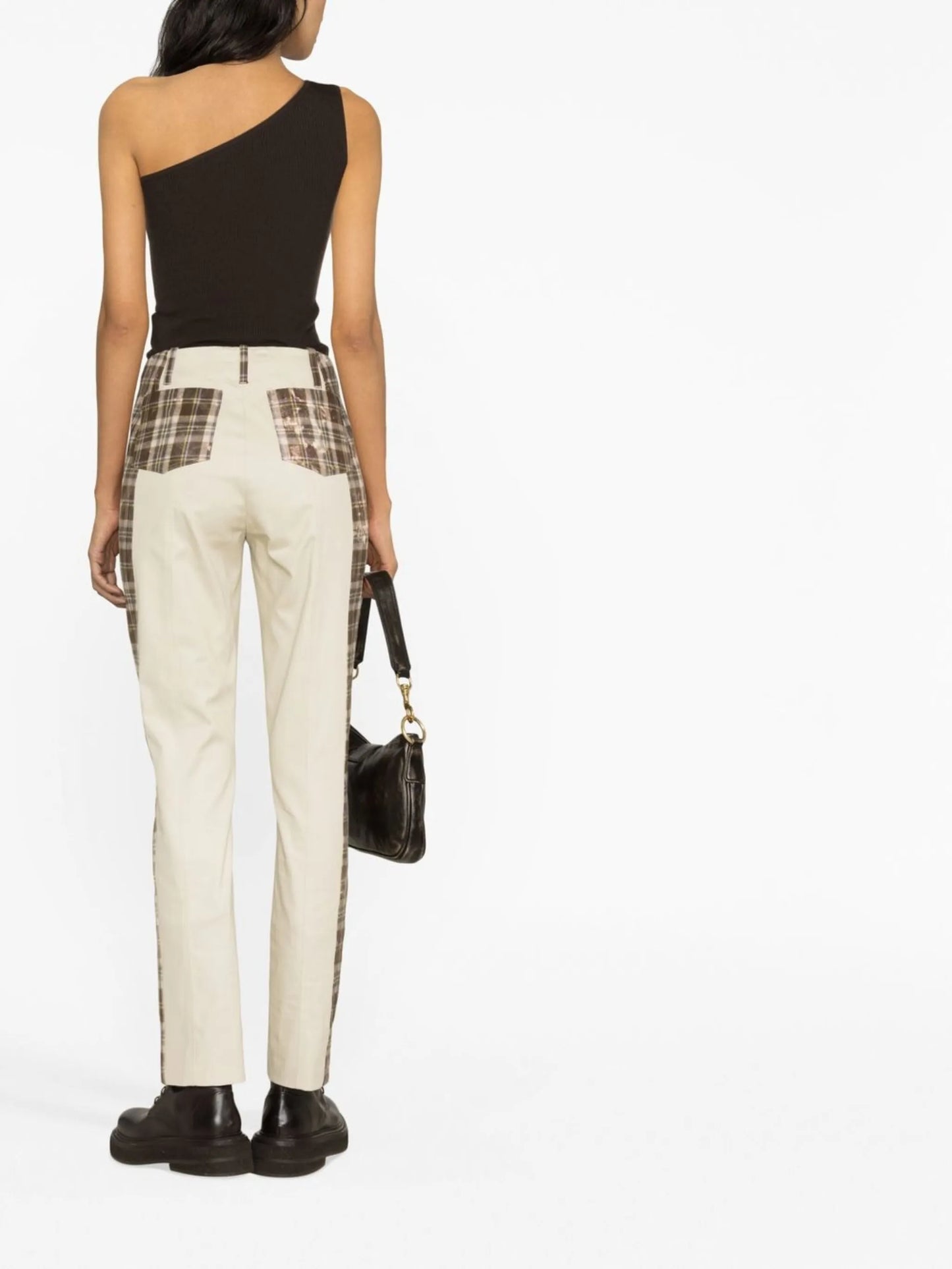 checked straight-leg trousers