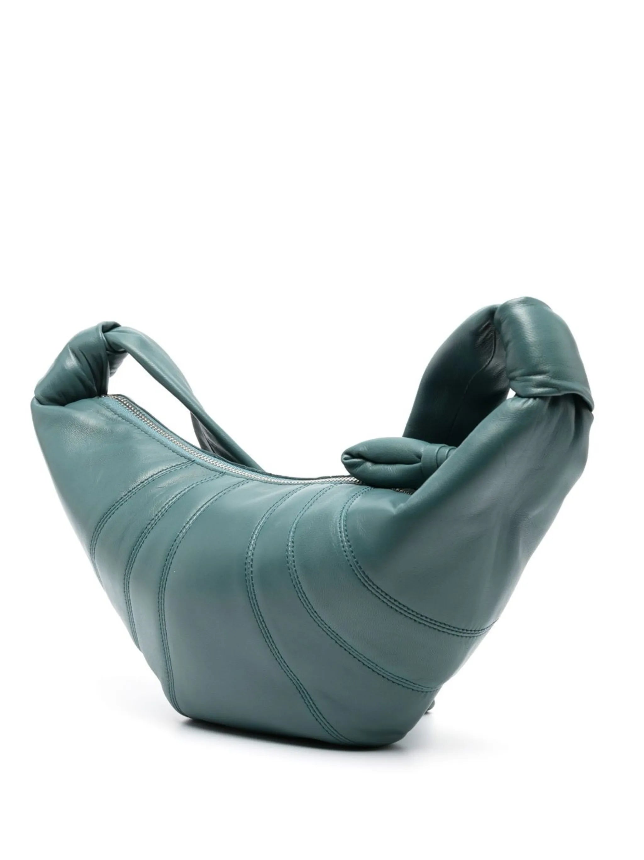 Croissant zip-up leather shoulder bag