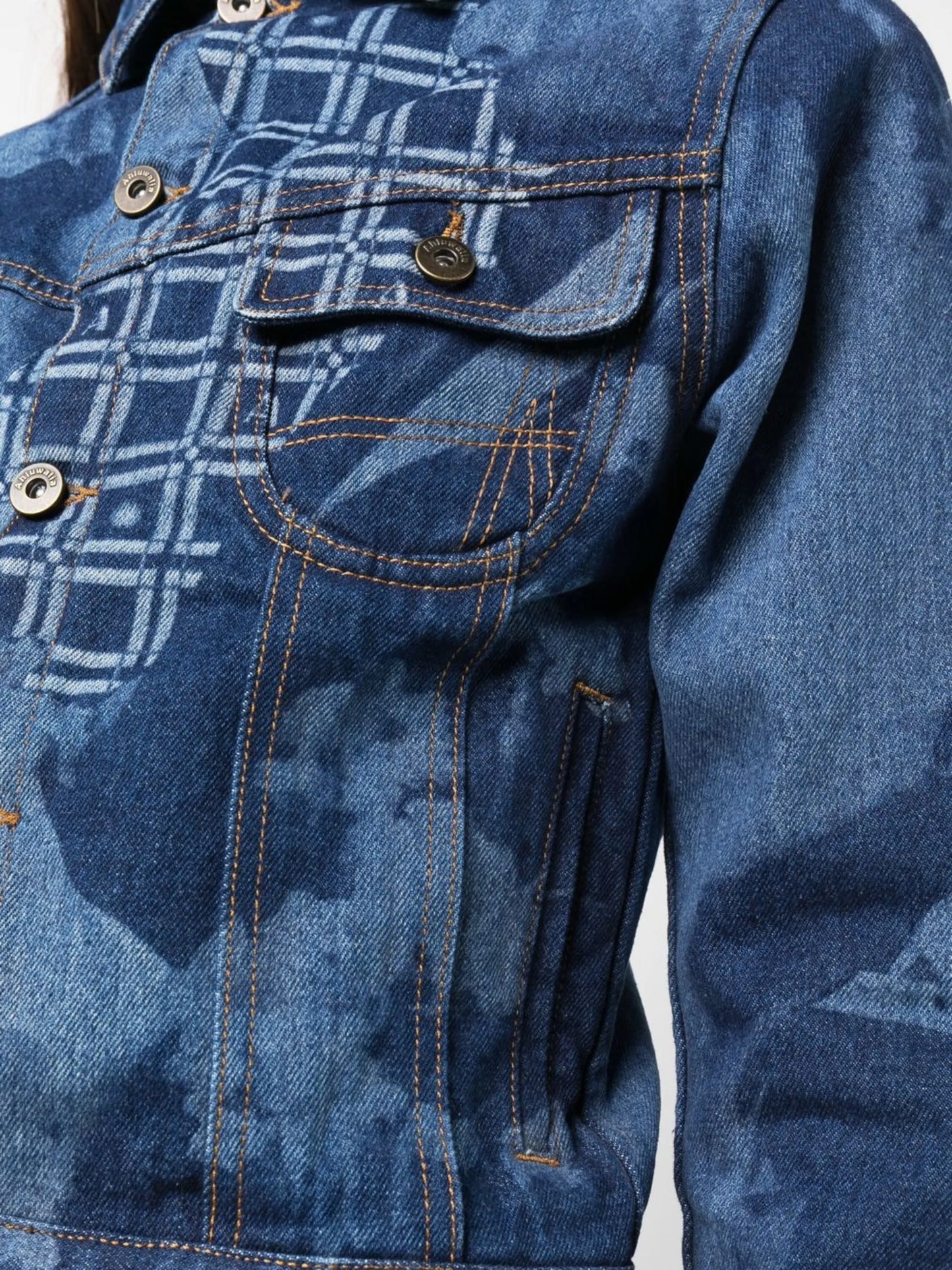 graphic-print denim jacket