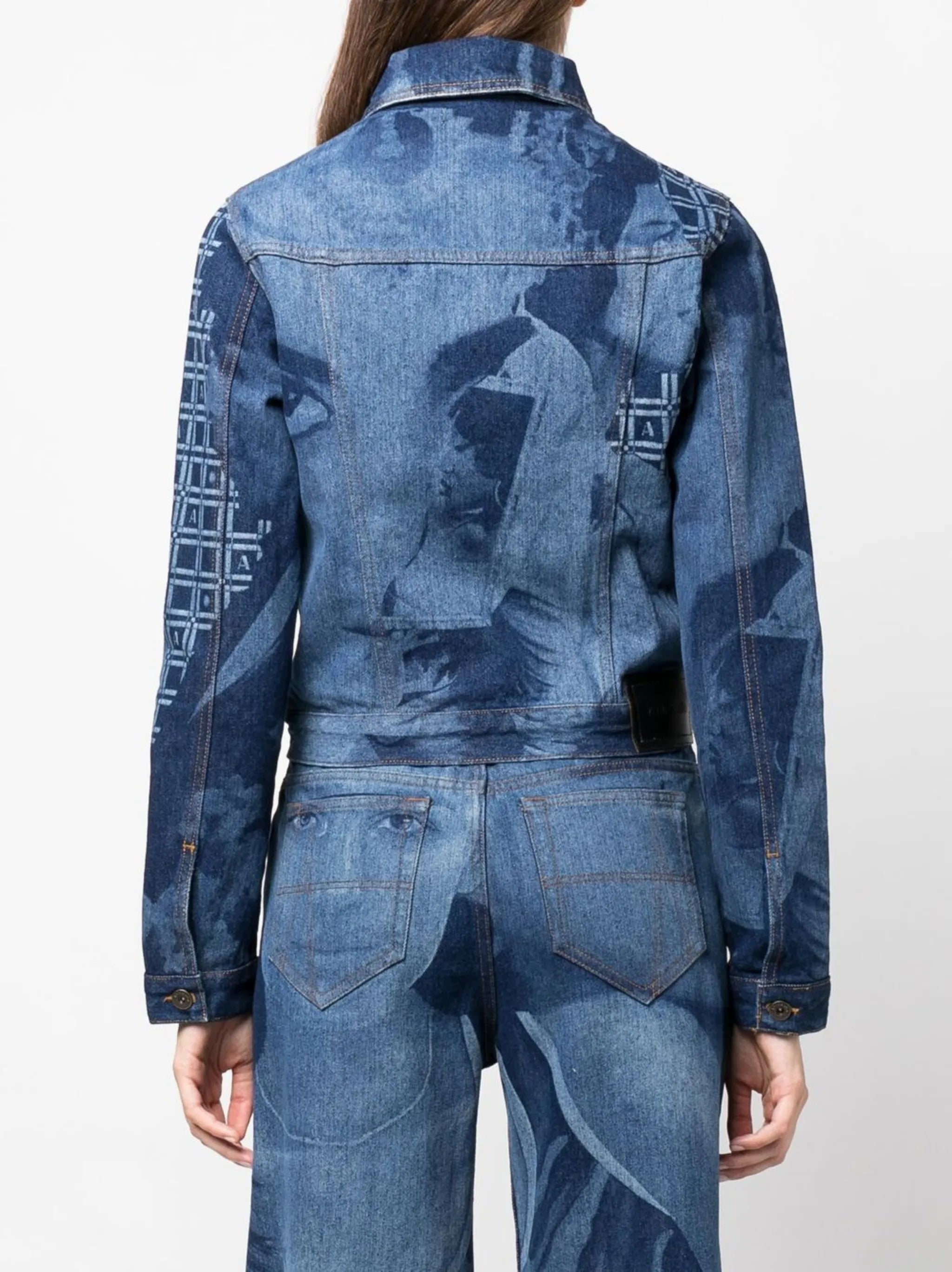 graphic-print denim jacket