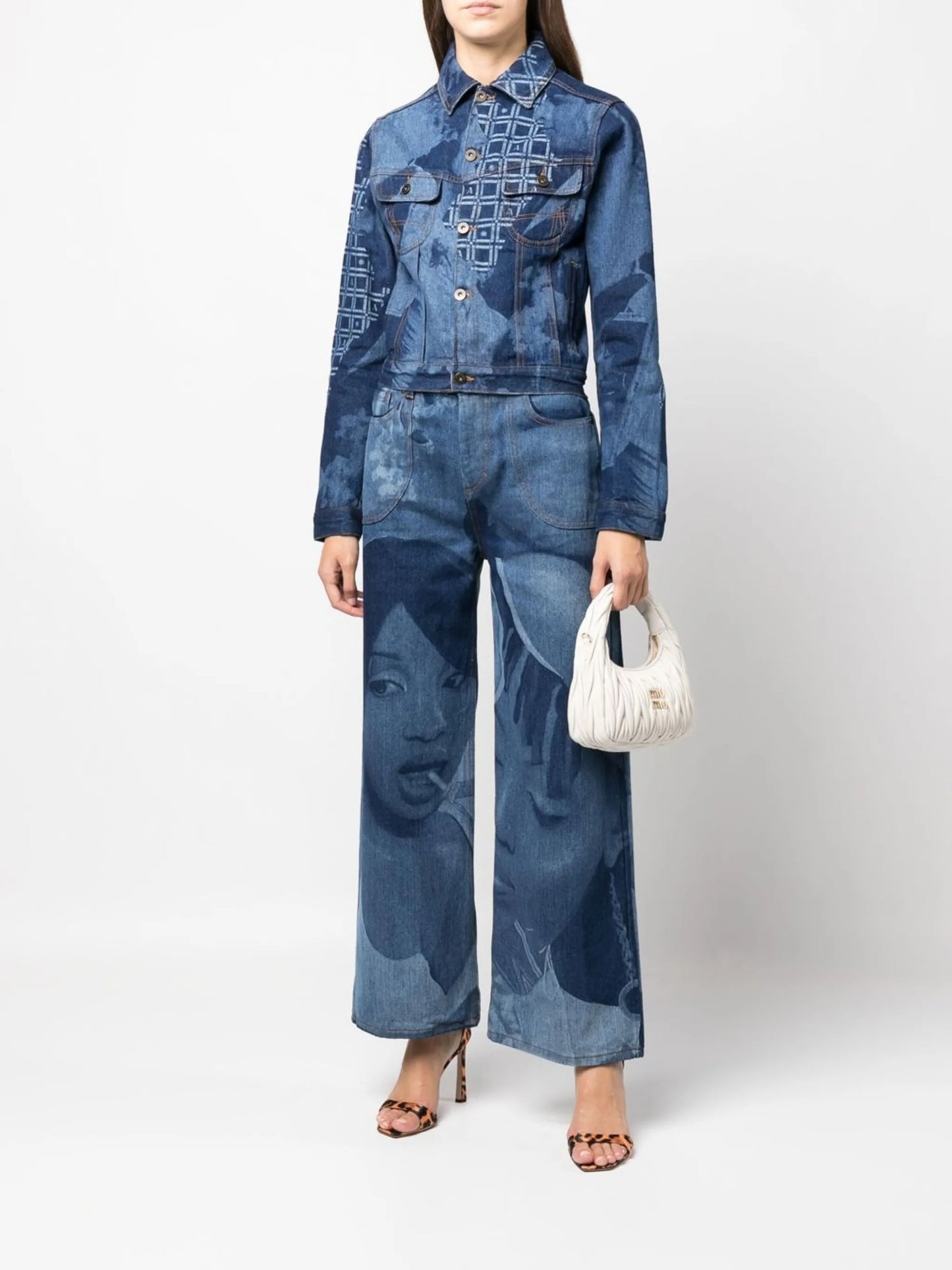 graphic-print denim jacket