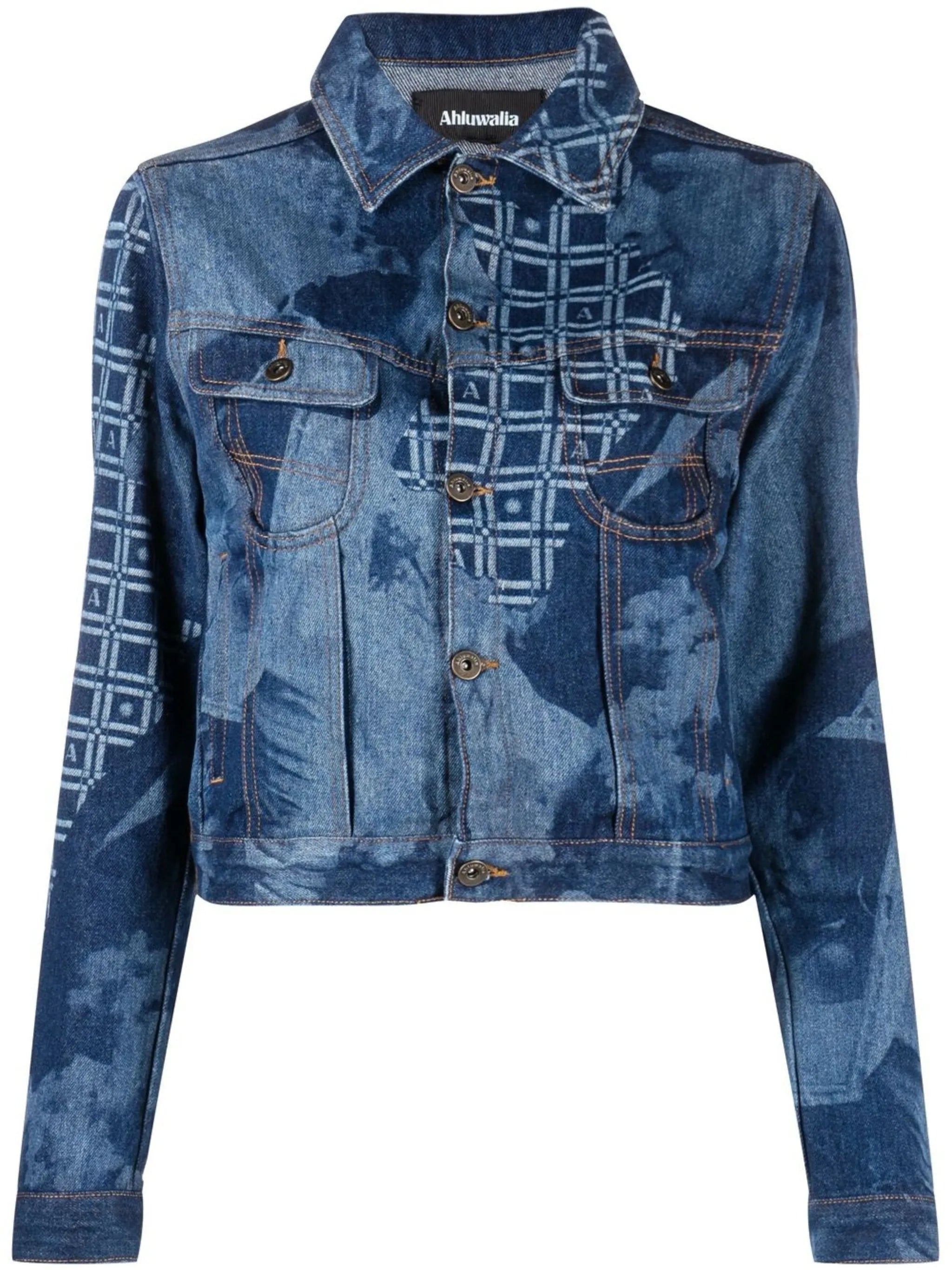 graphic-print denim jacket