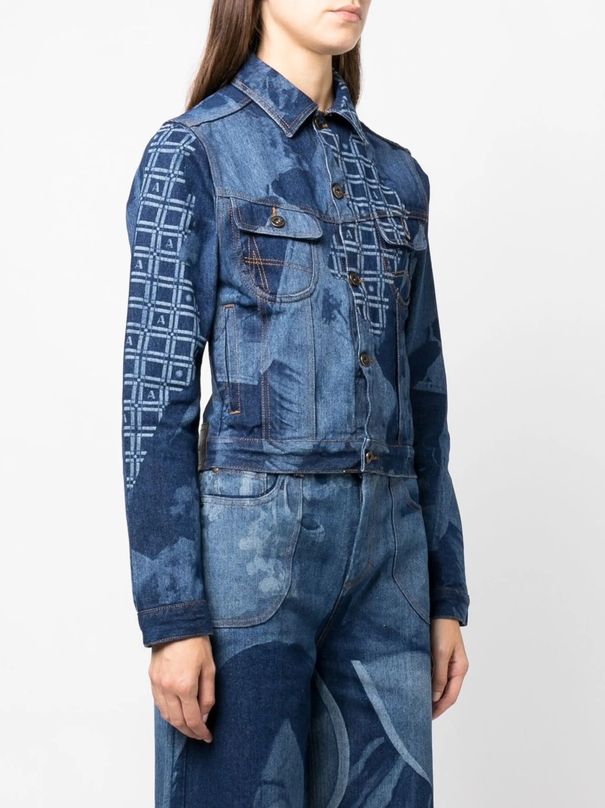 graphic-print denim jacket