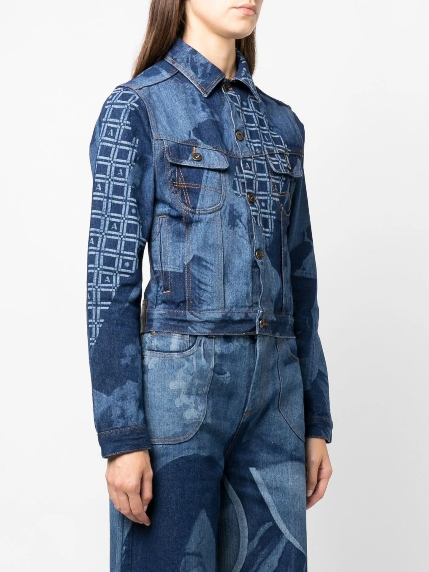 graphic-print denim jacket