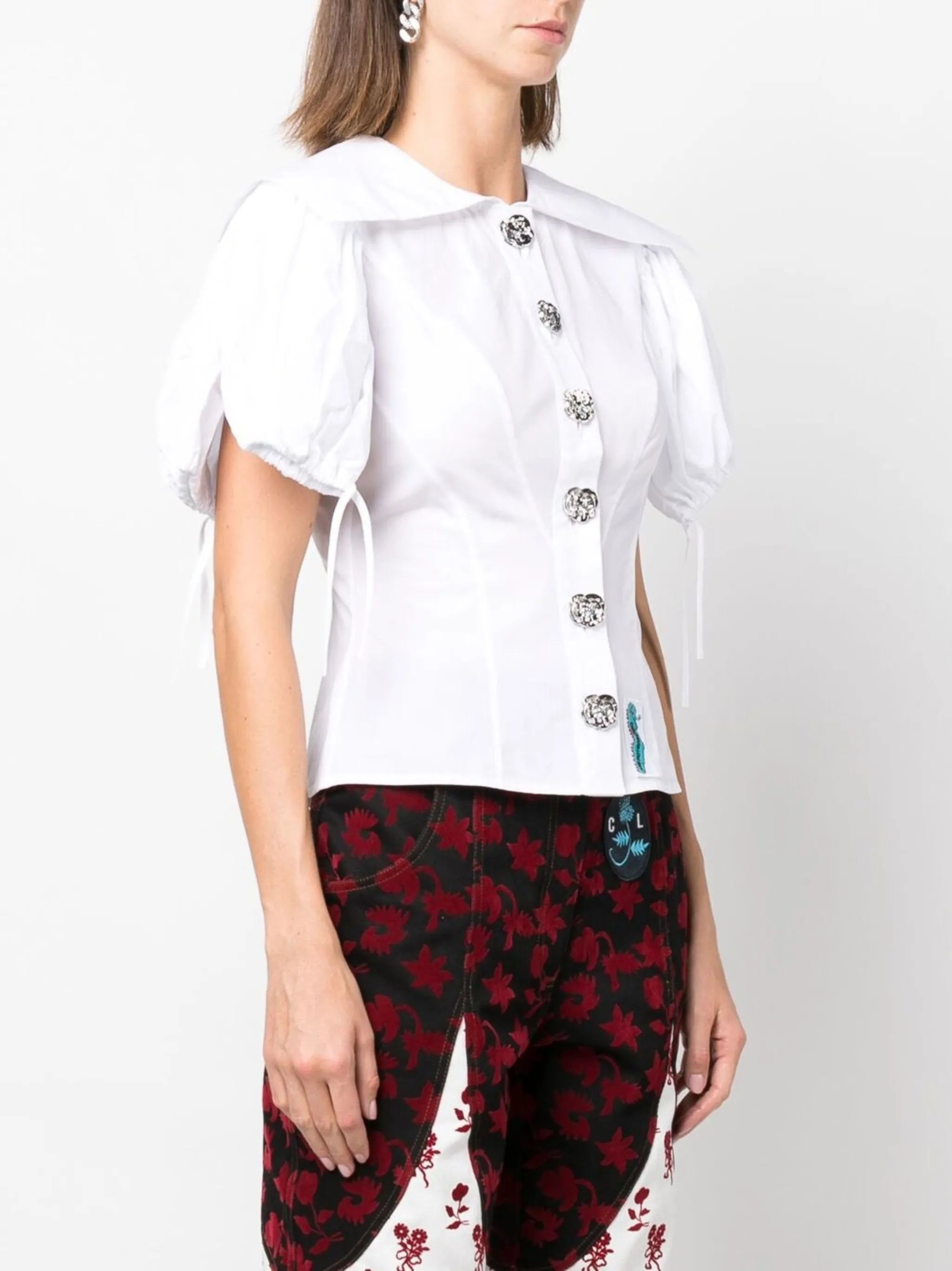 Octo fitted puff-sleeve shirt