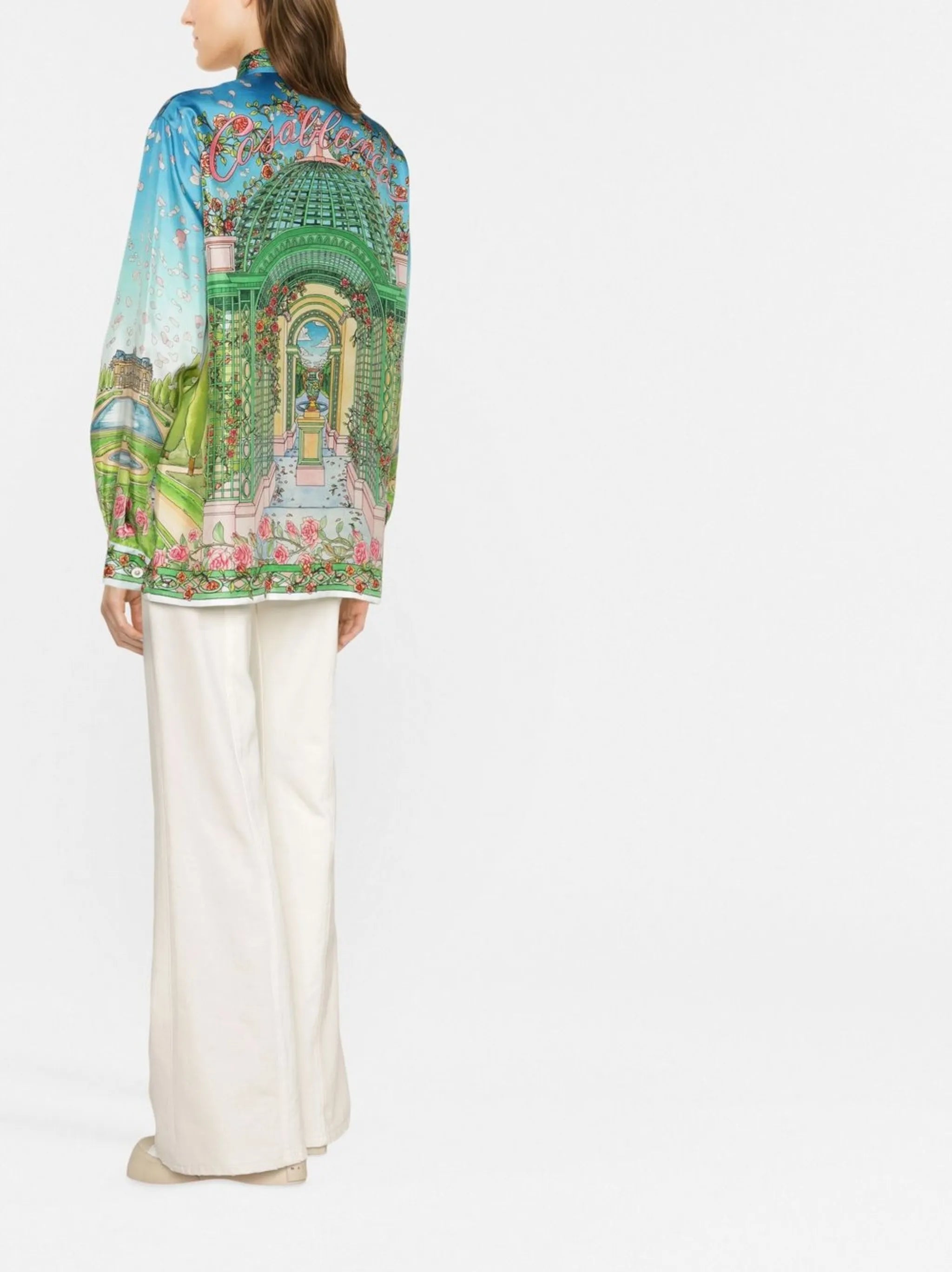 graphic-print silk shirt
