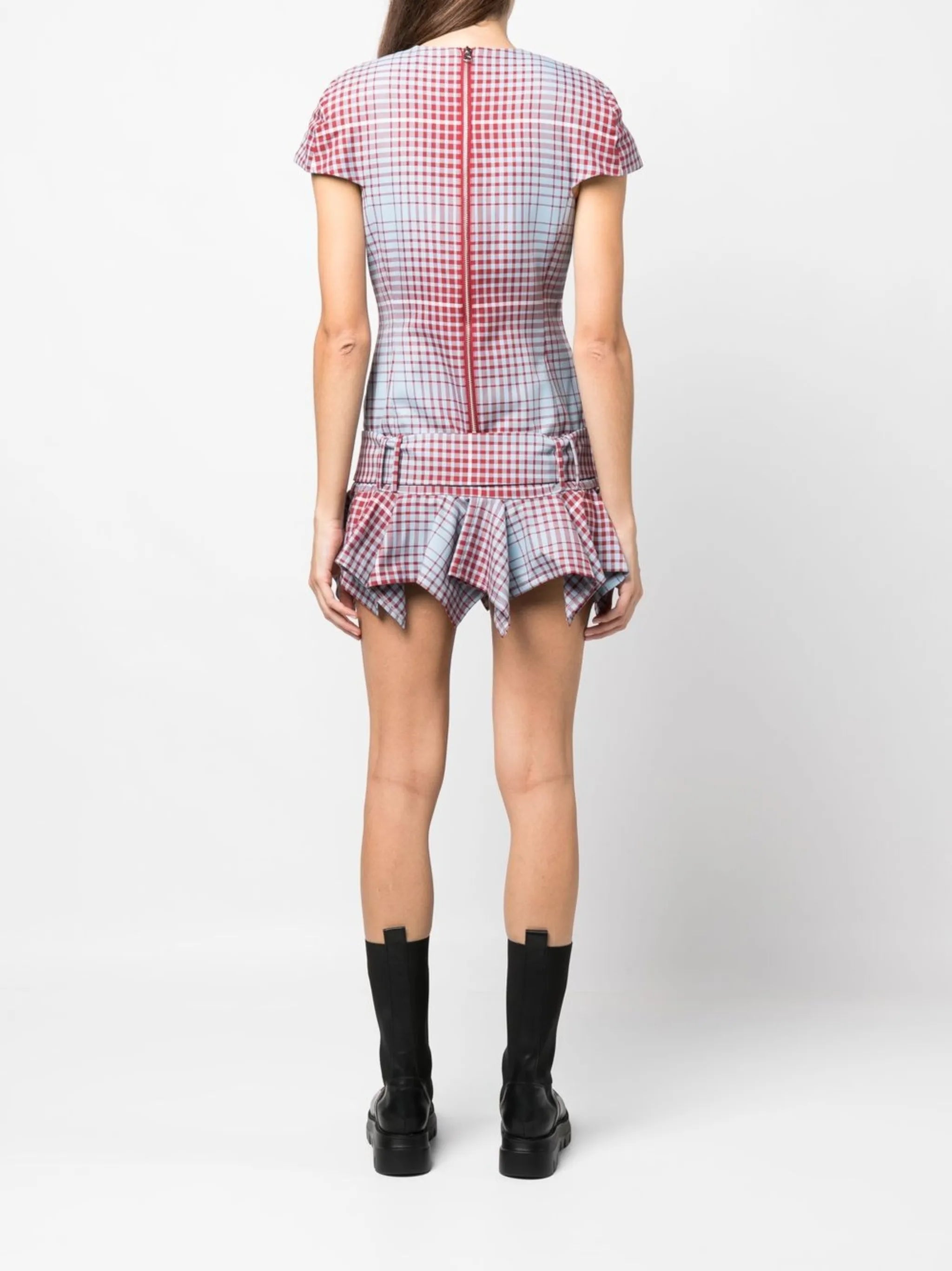 Paris Rara Blurry-Tartan mini dress