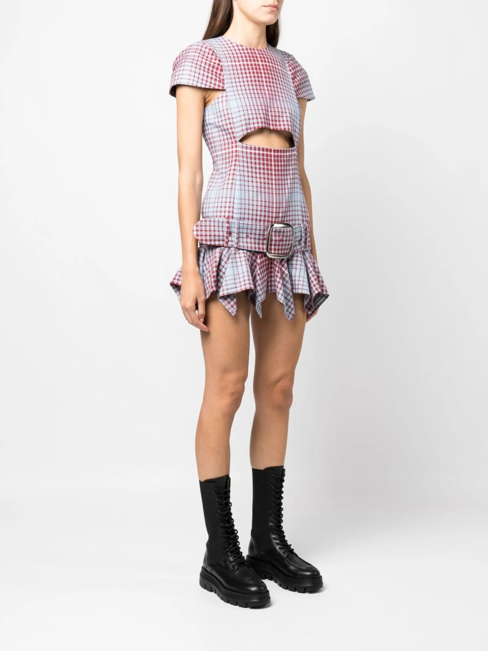 Paris Rara Blurry-Tartan mini dress