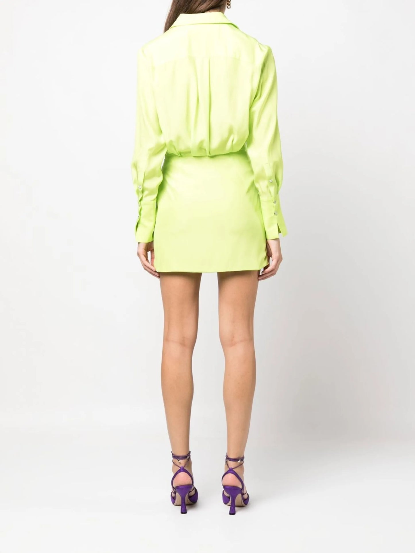 Naha silk draped shirt dress