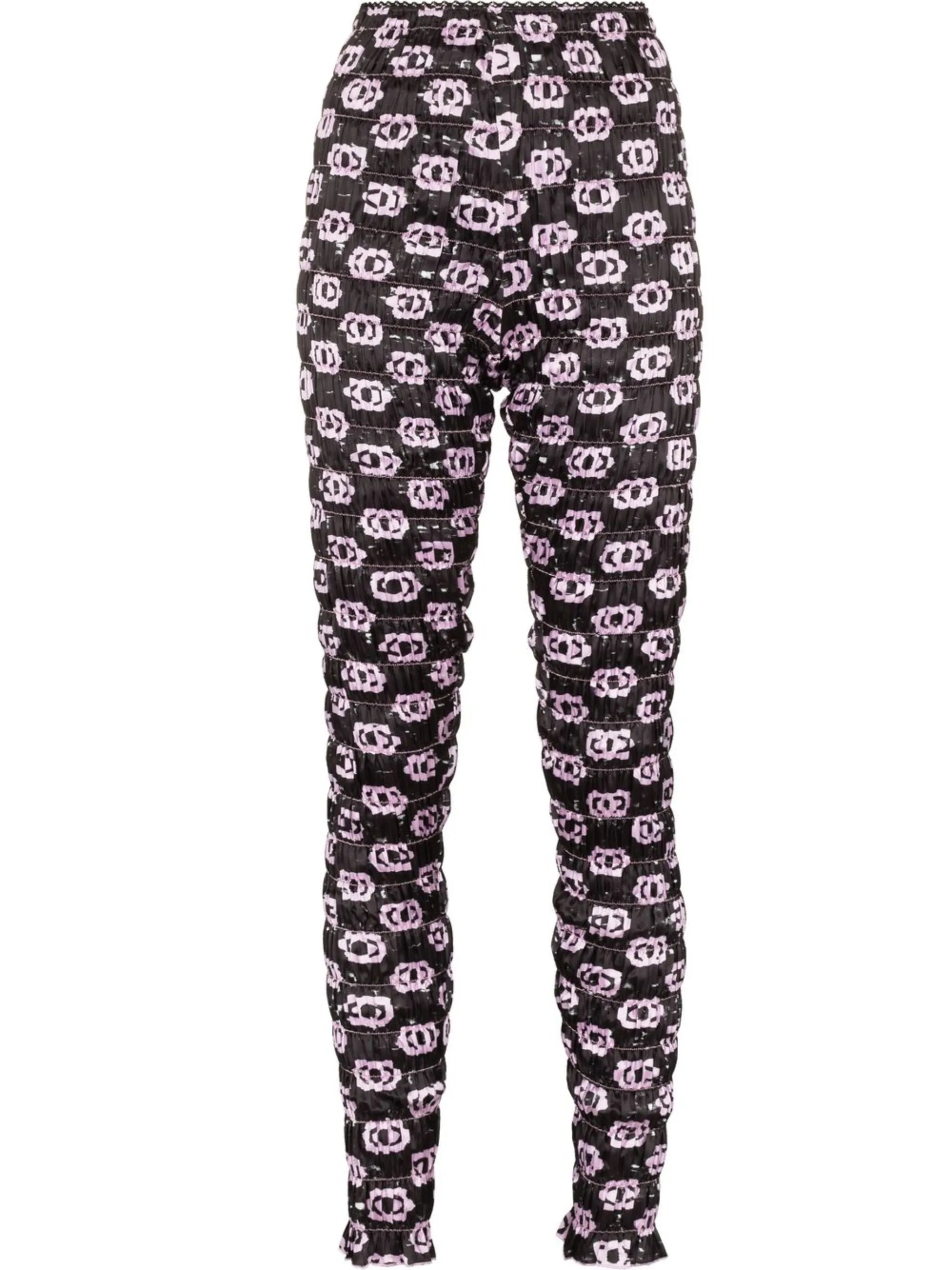 motif-print high-waisted trousers
