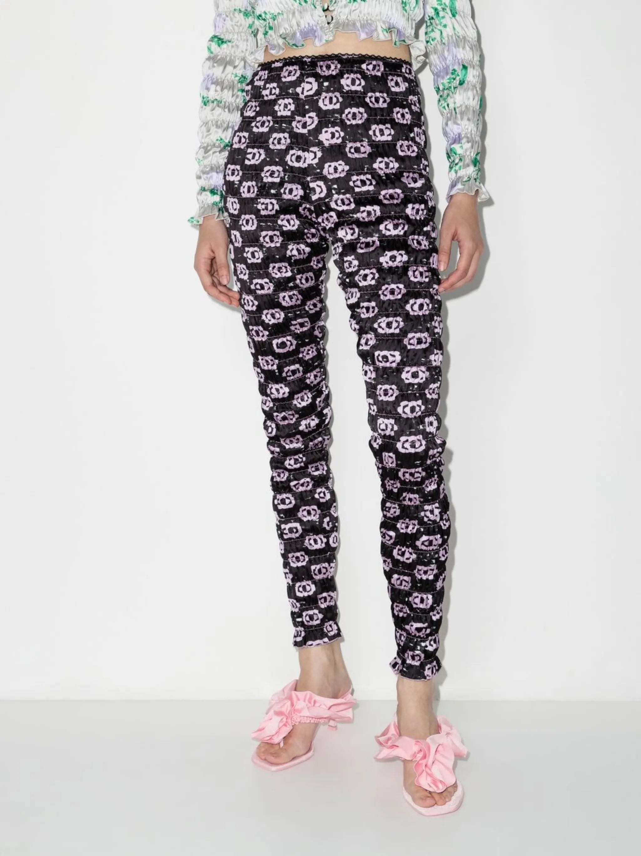 motif-print high-waisted trousers