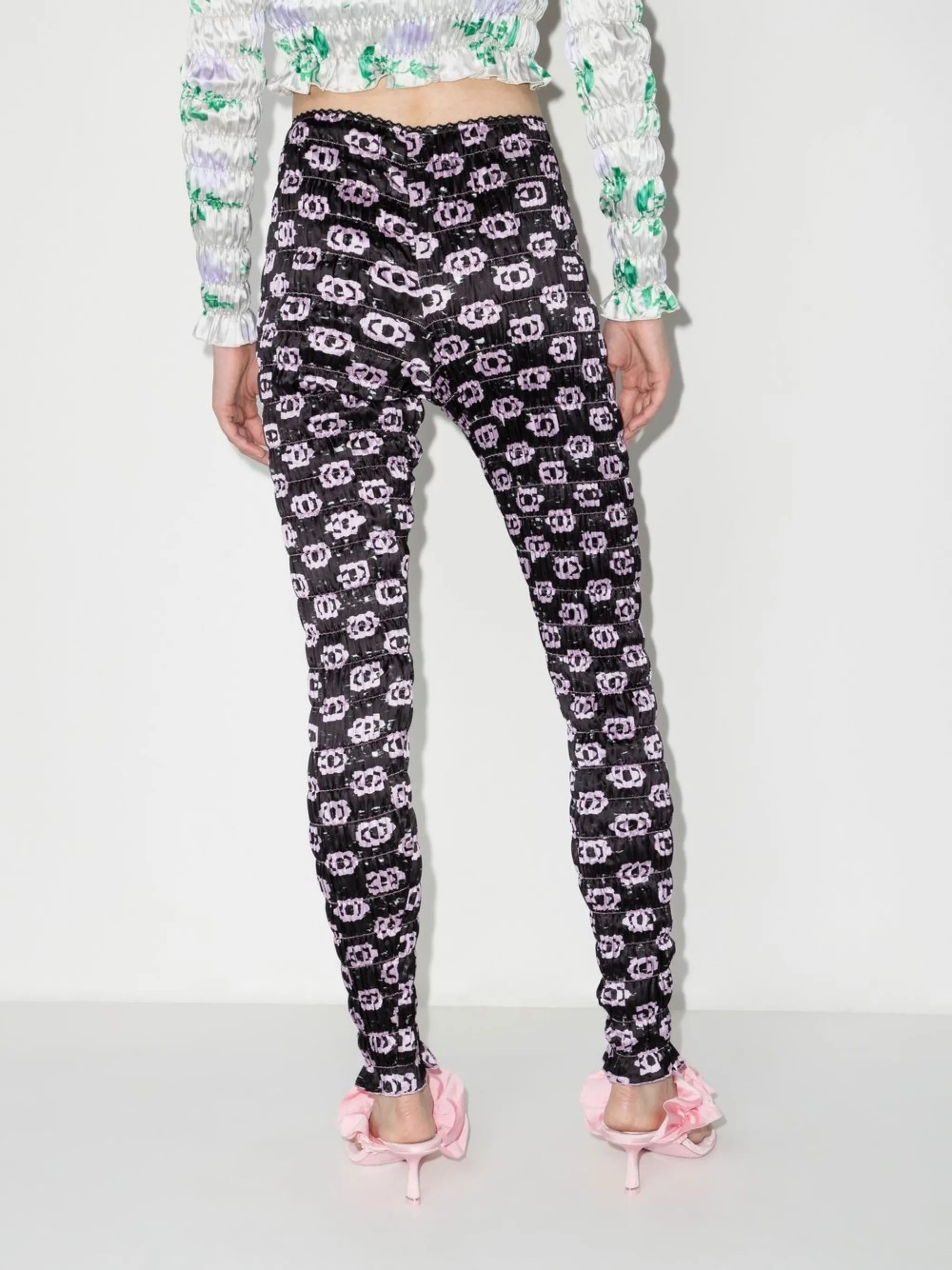 motif-print high-waisted trousers