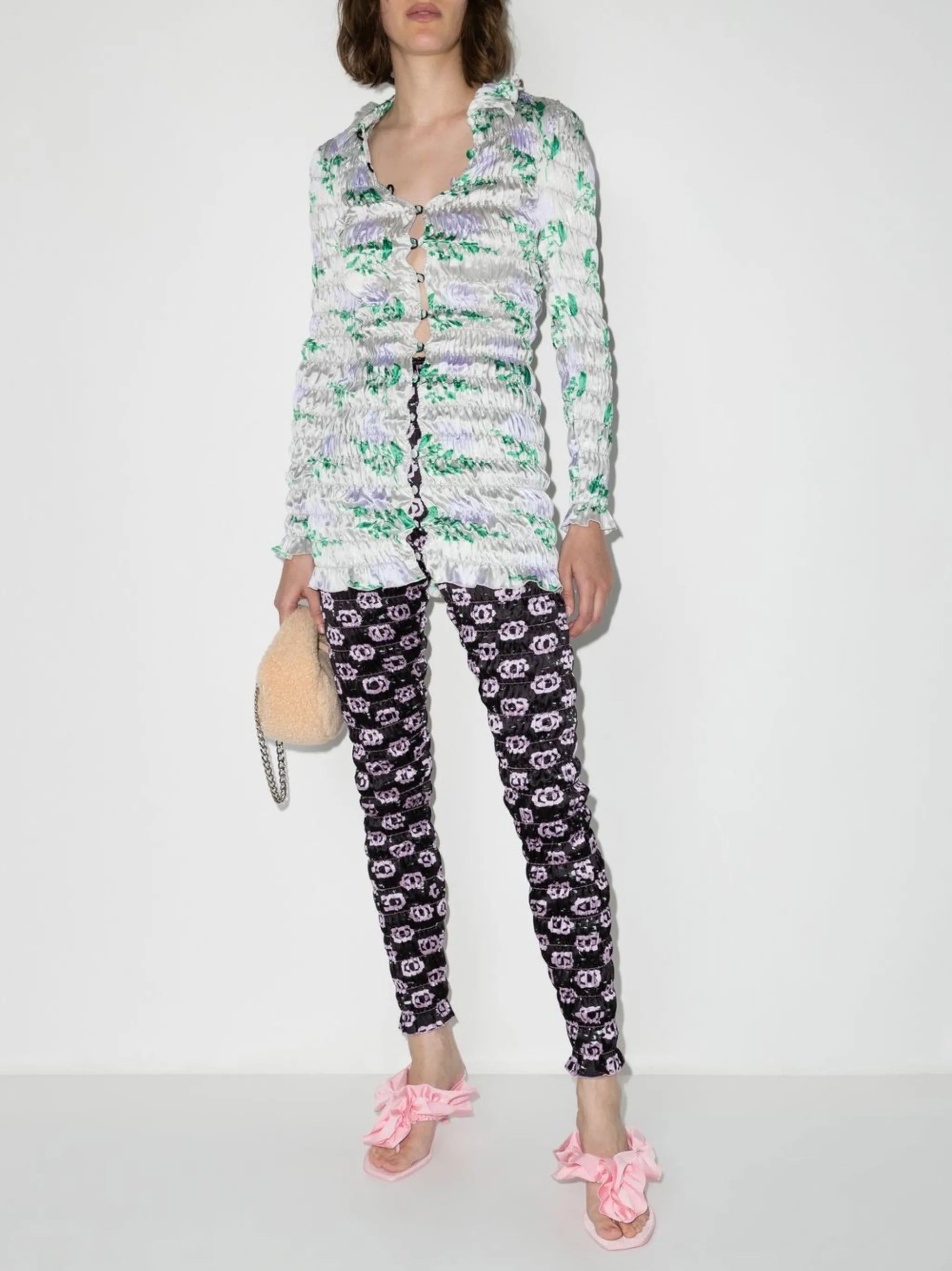 motif-print high-waisted trousers