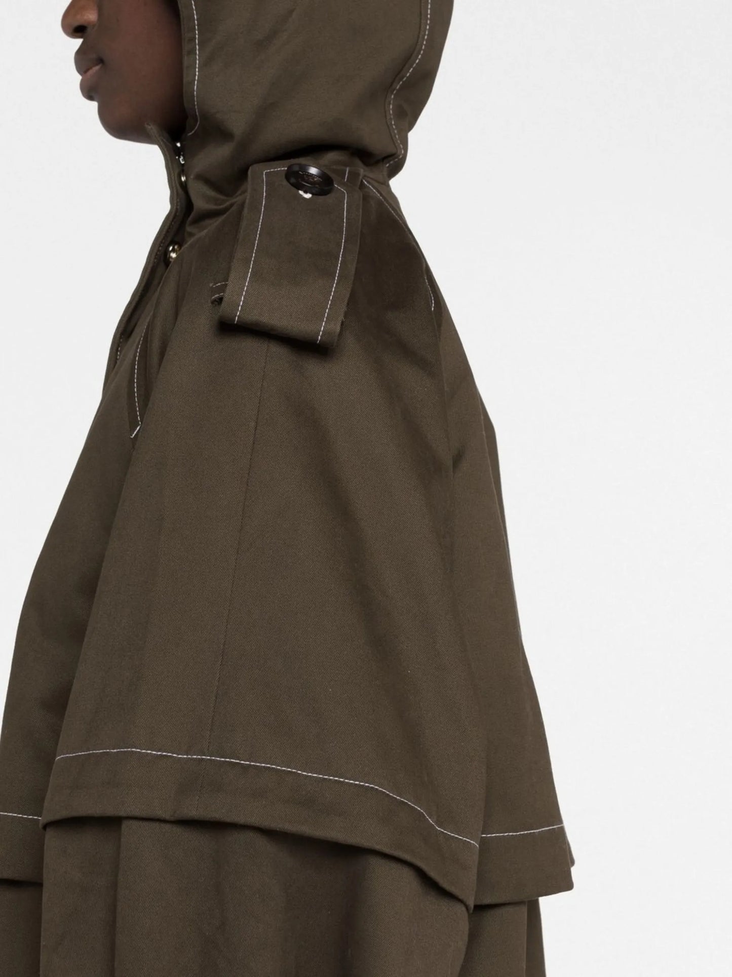hooded cotton trench coat