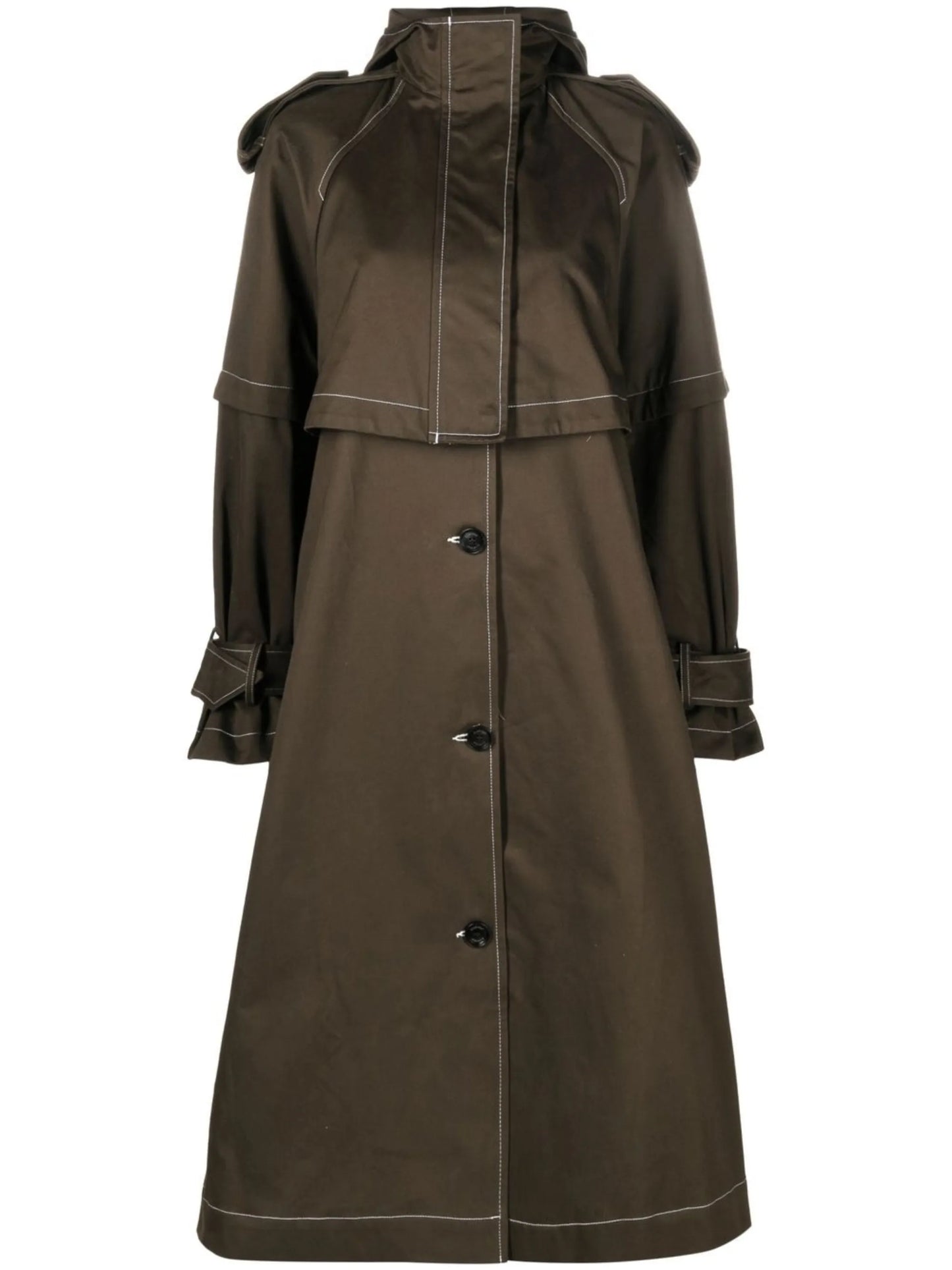 hooded cotton trench coat