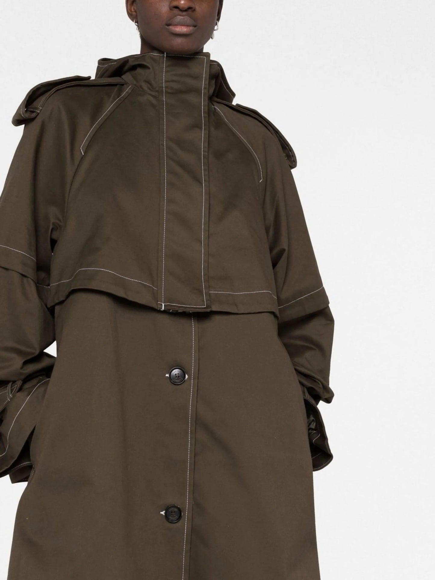 hooded cotton trench coat